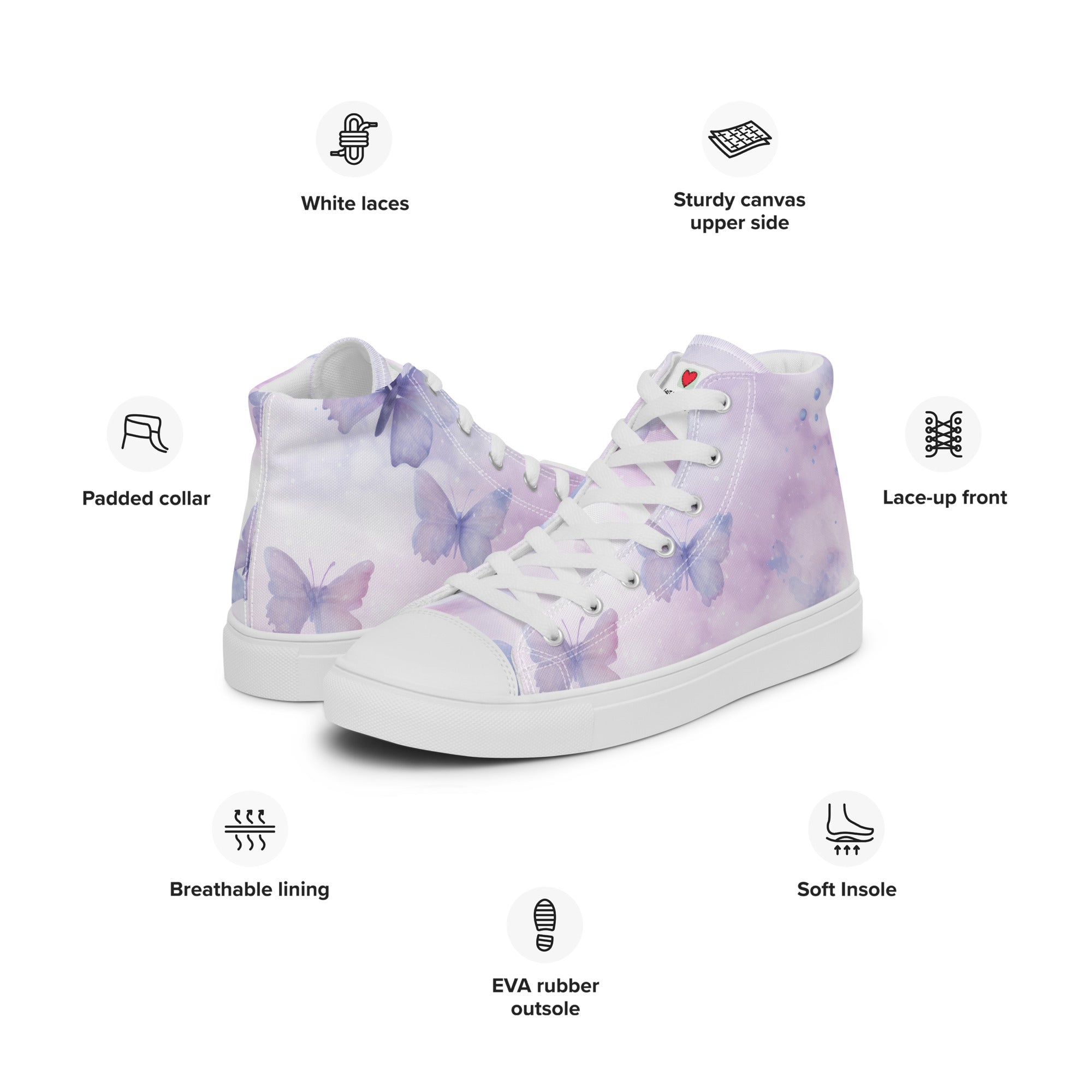 Butterfly Lover's Stylish Yet Durable Women's High Top Sneakers