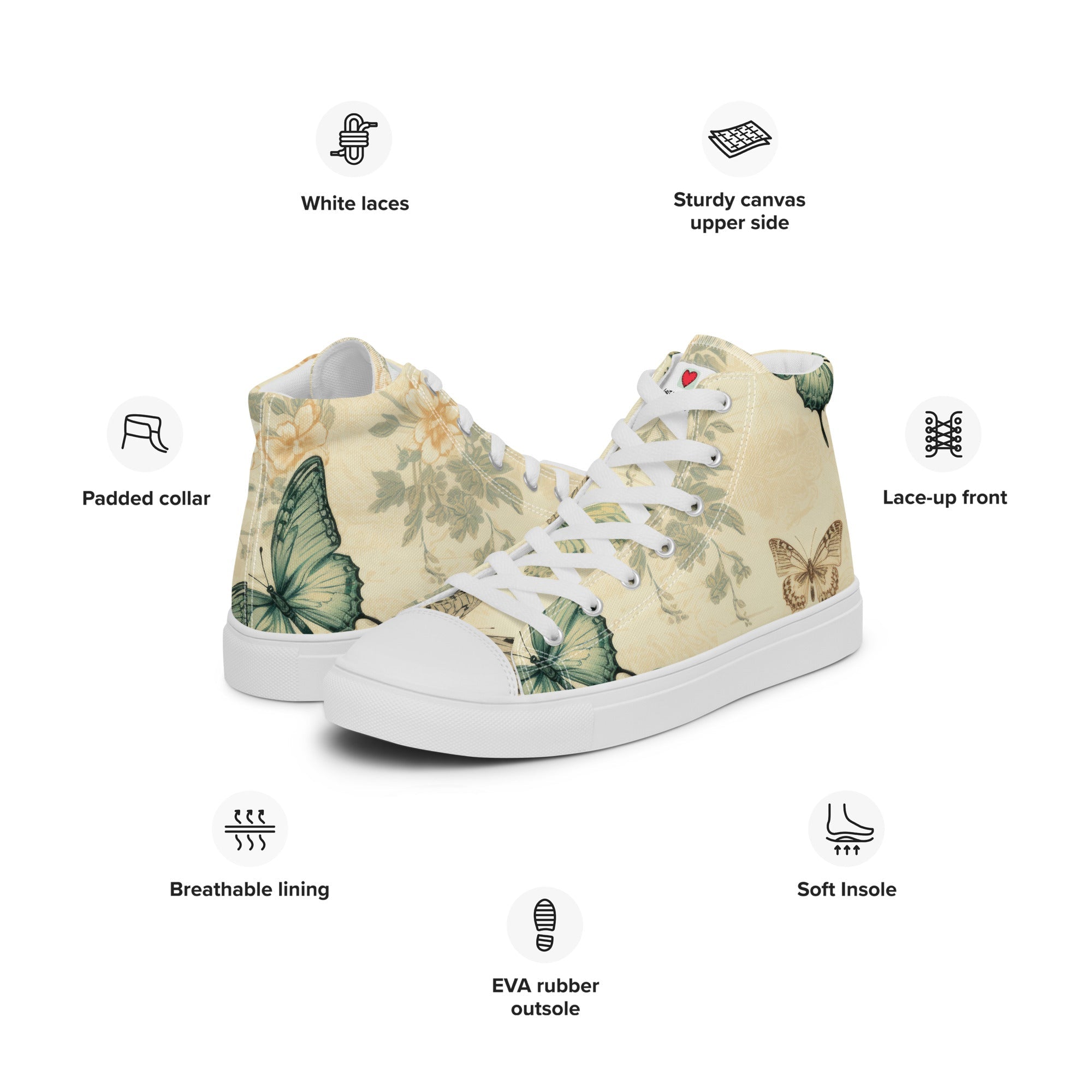 Butterfly Lover's Stylish Yet Durable Women's High Top Sneakers