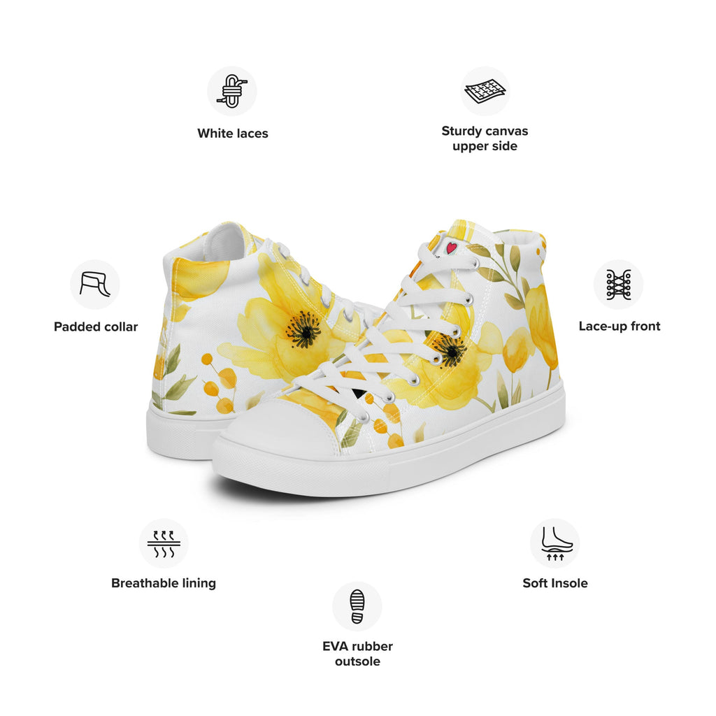 Floral Lover's Women's Botanical Style High Top Sneakers