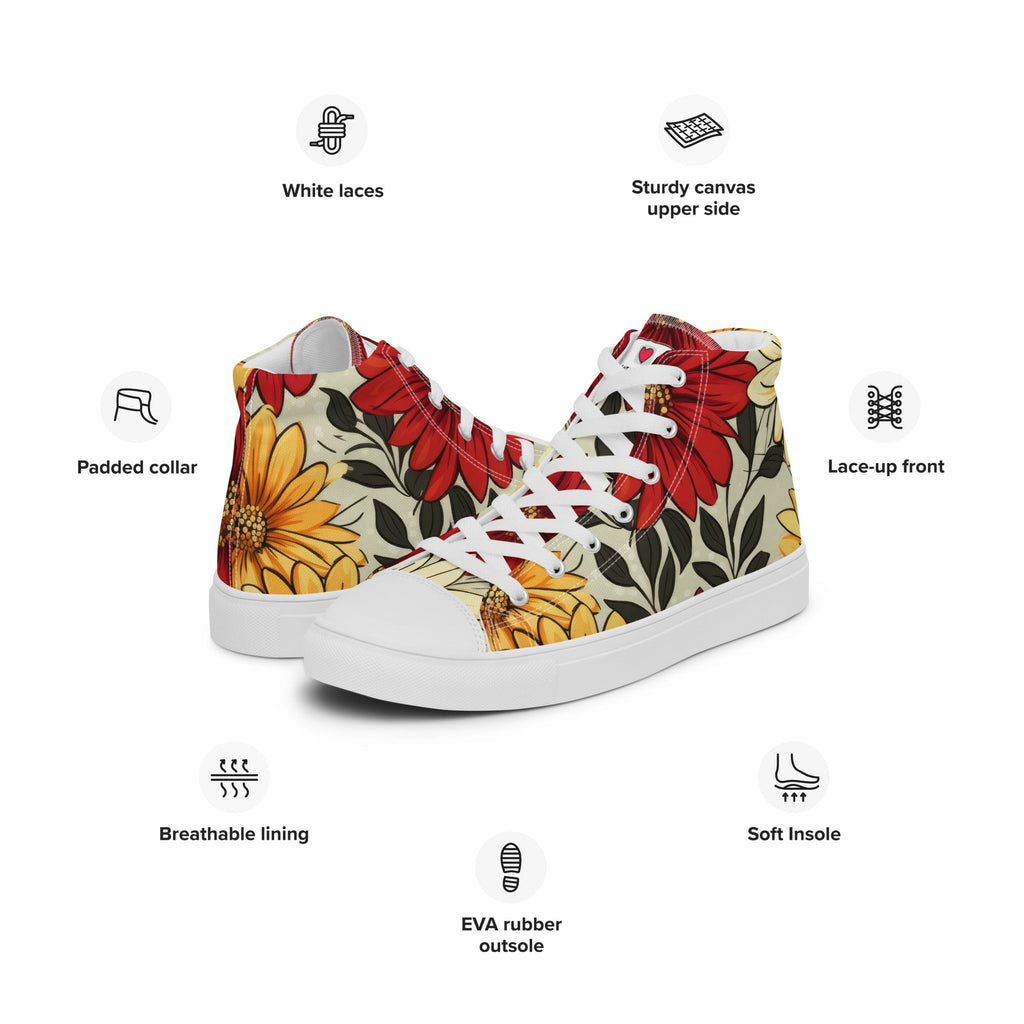 Floral Lover's Women's Botanical Style High Top Sneakers