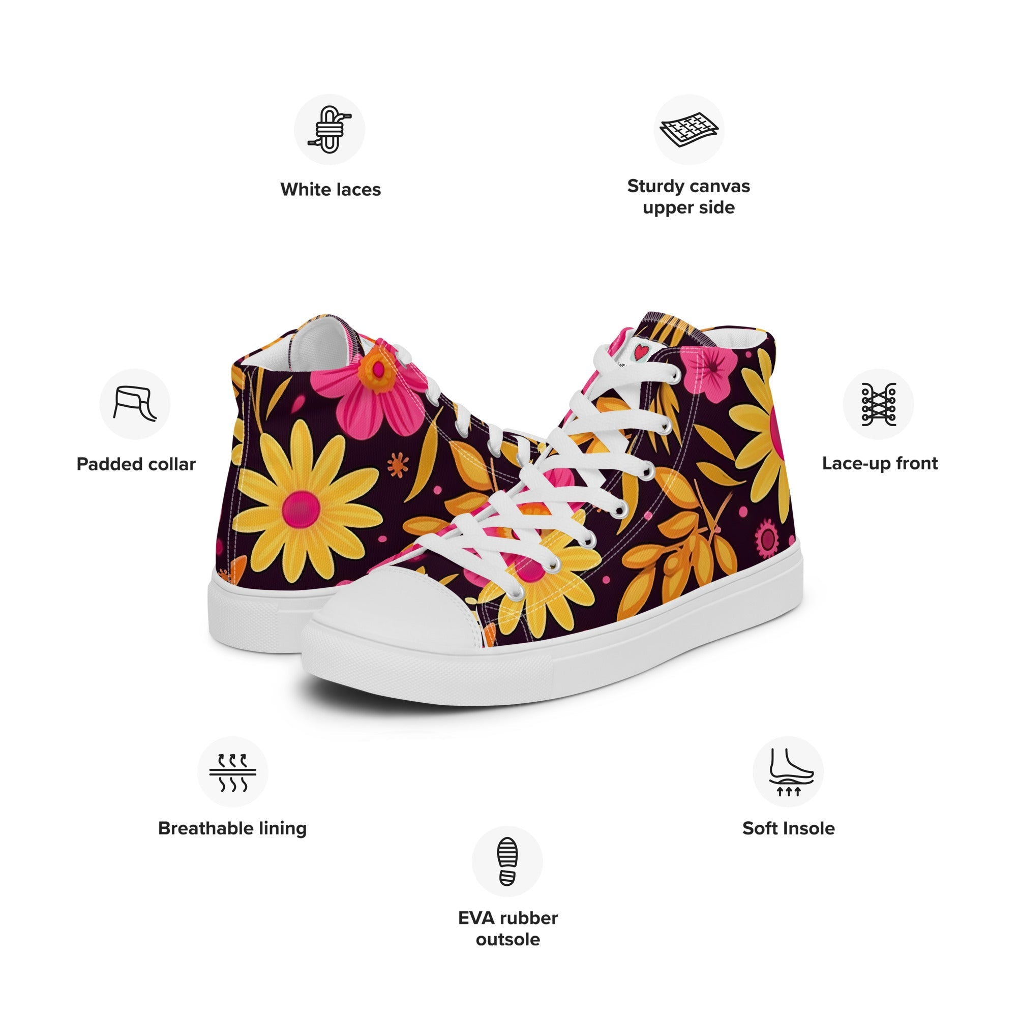 Floral Lover's Women's Botanical Style High Top Sneakers