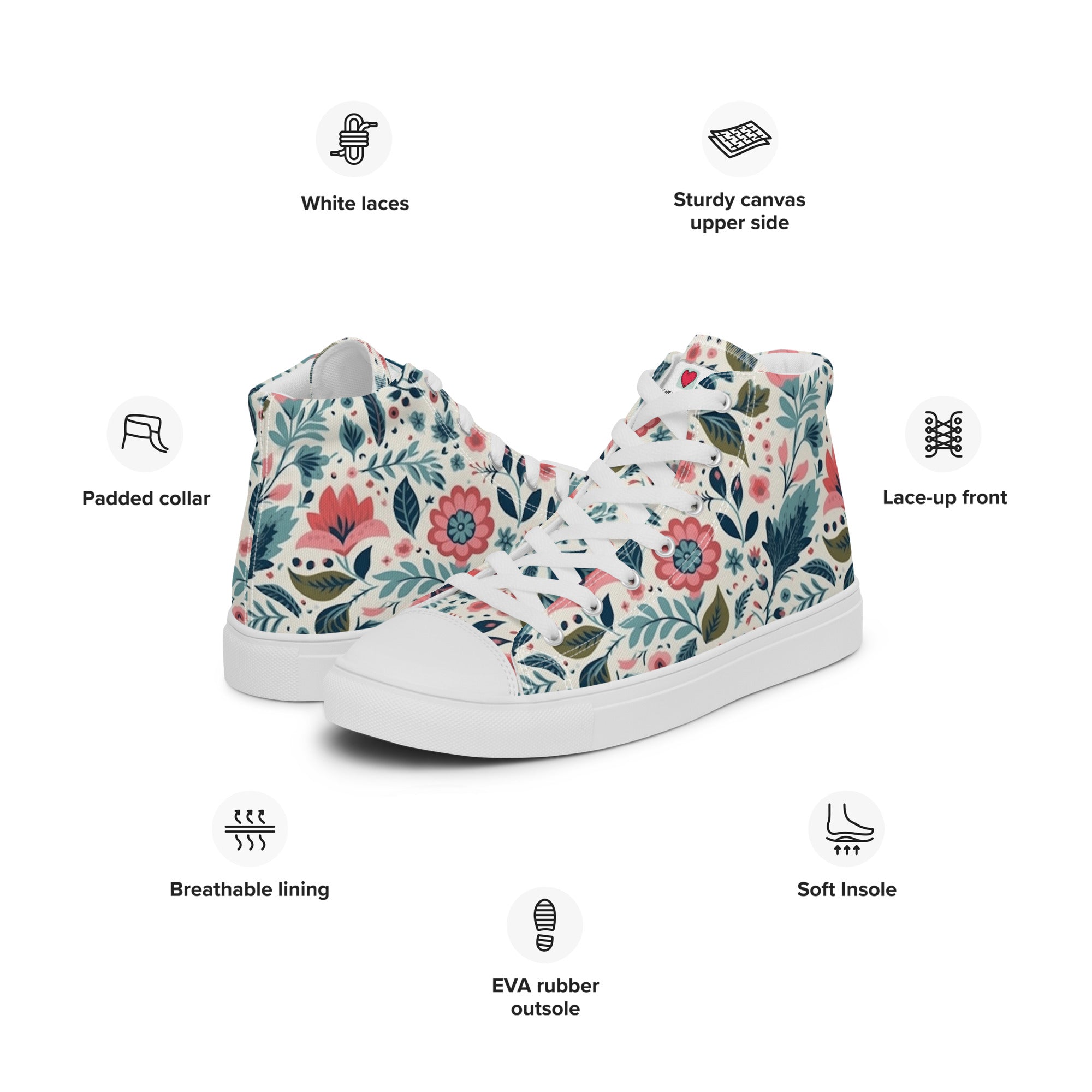 Floral Lover's Women's Botanical Style High Top Sneakers