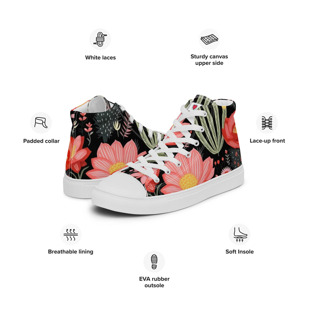 Floral Lover's Women's Botanical Style High Top Sneakers