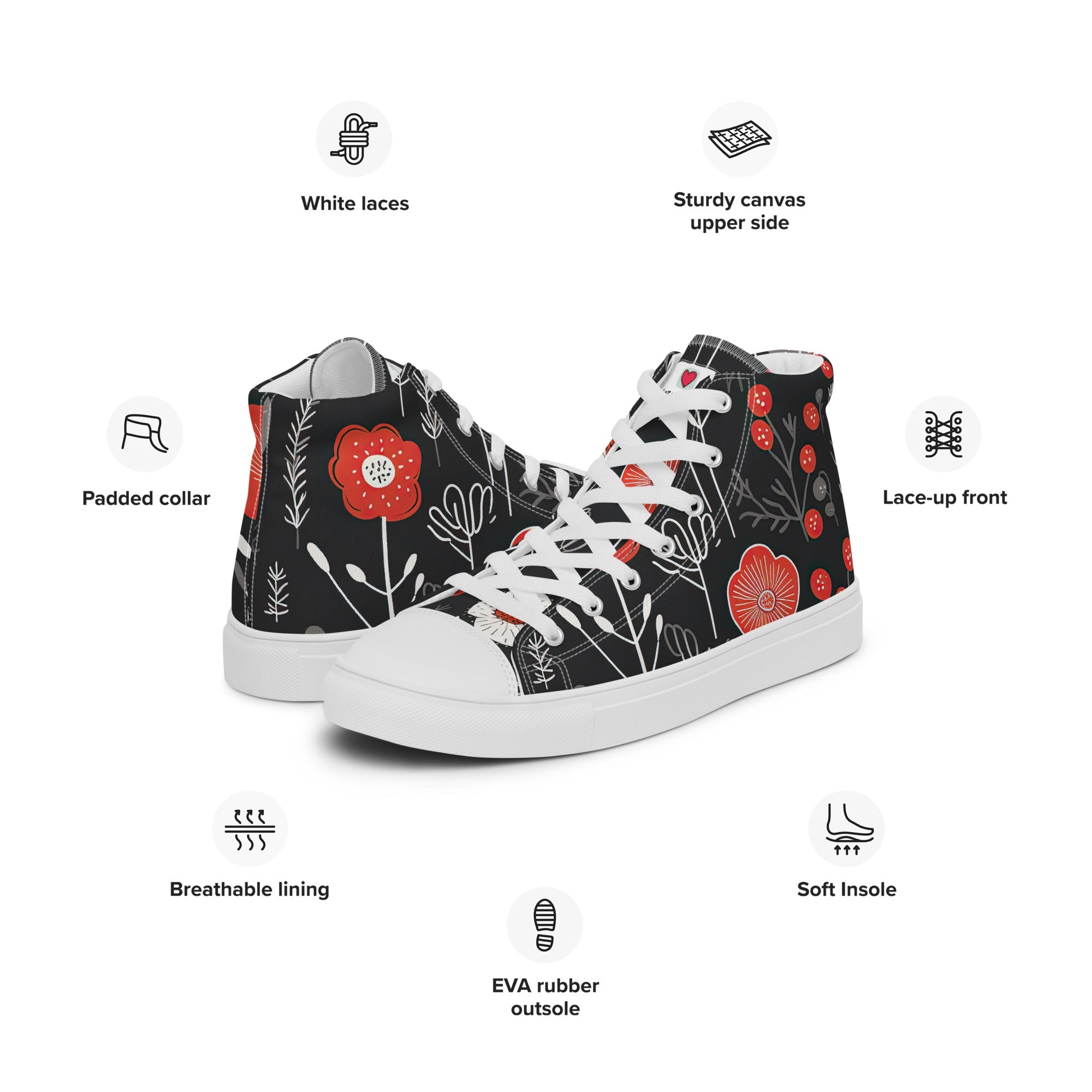 Floral Lover's Women's Botanical Style High Top Sneakers