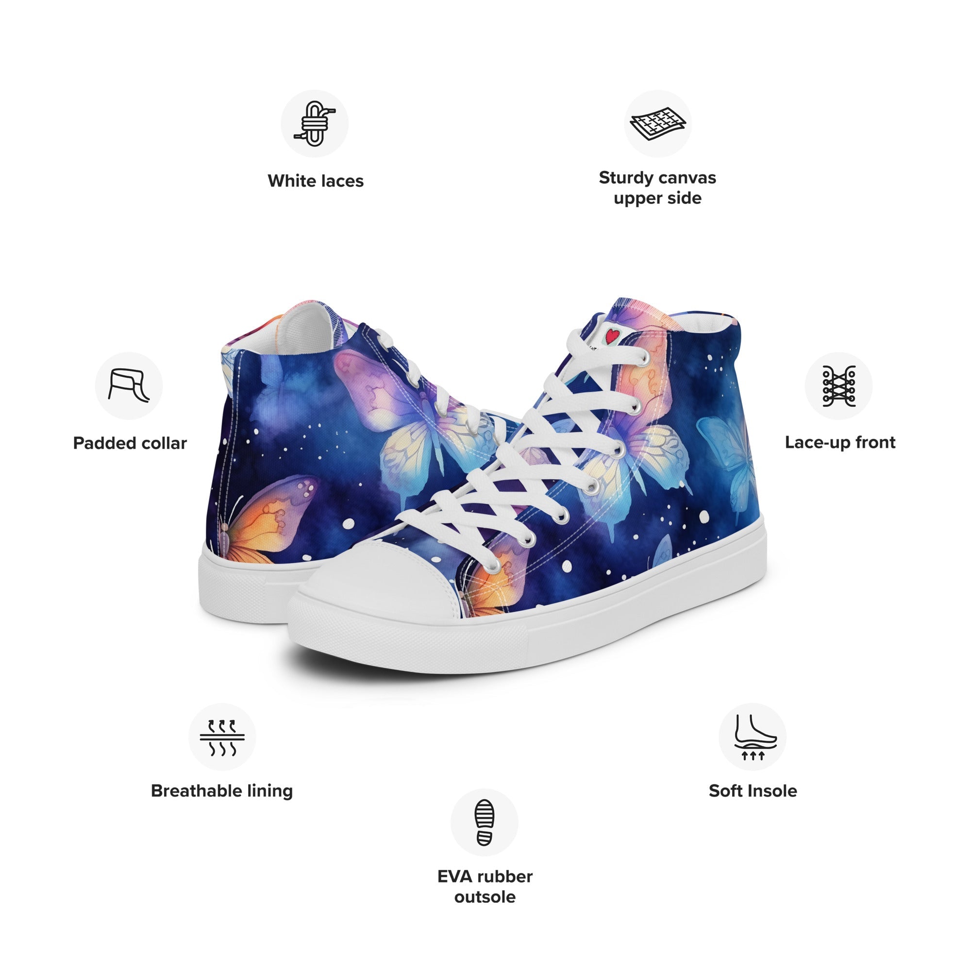 Butterfly Lover's Stylish Yet Durable Women's High Top Sneakers