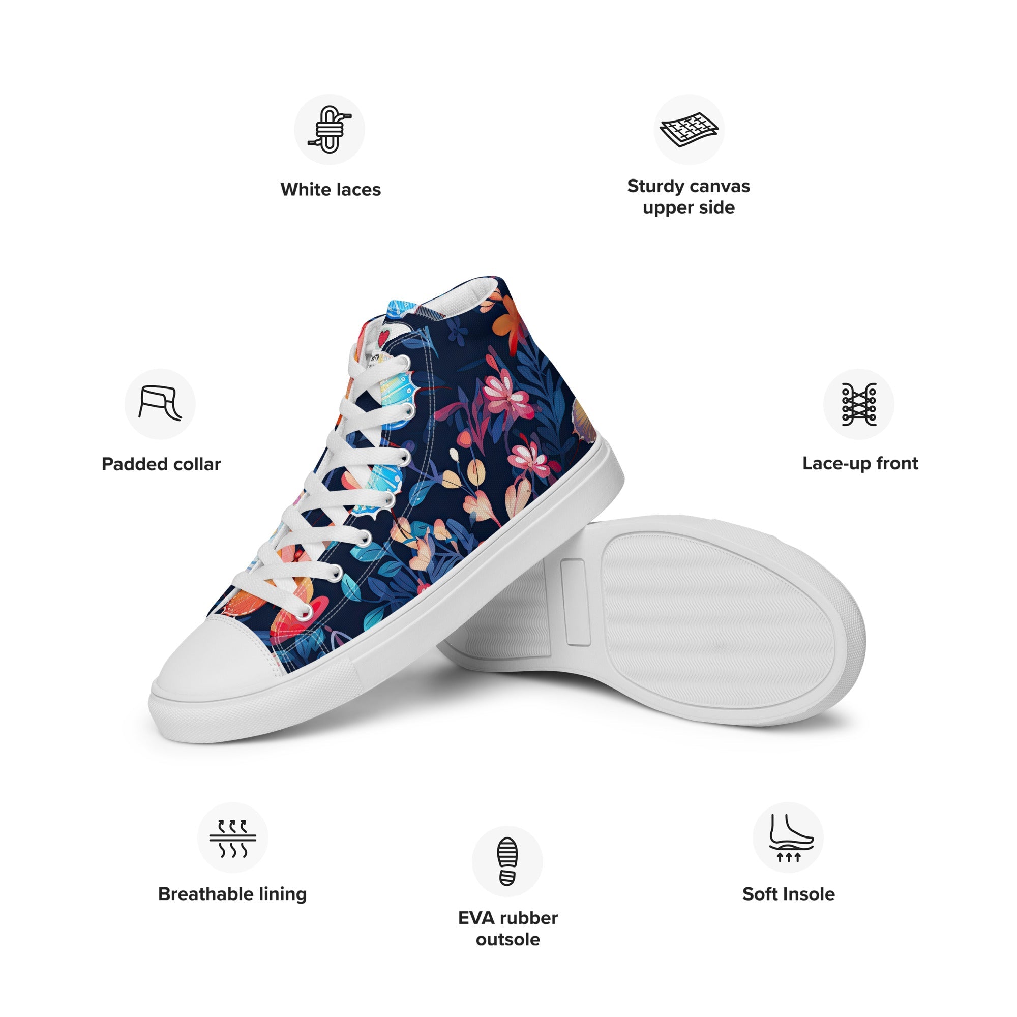 Butterfly Lover's Stylish Yet Durable Women's High Top Sneakers