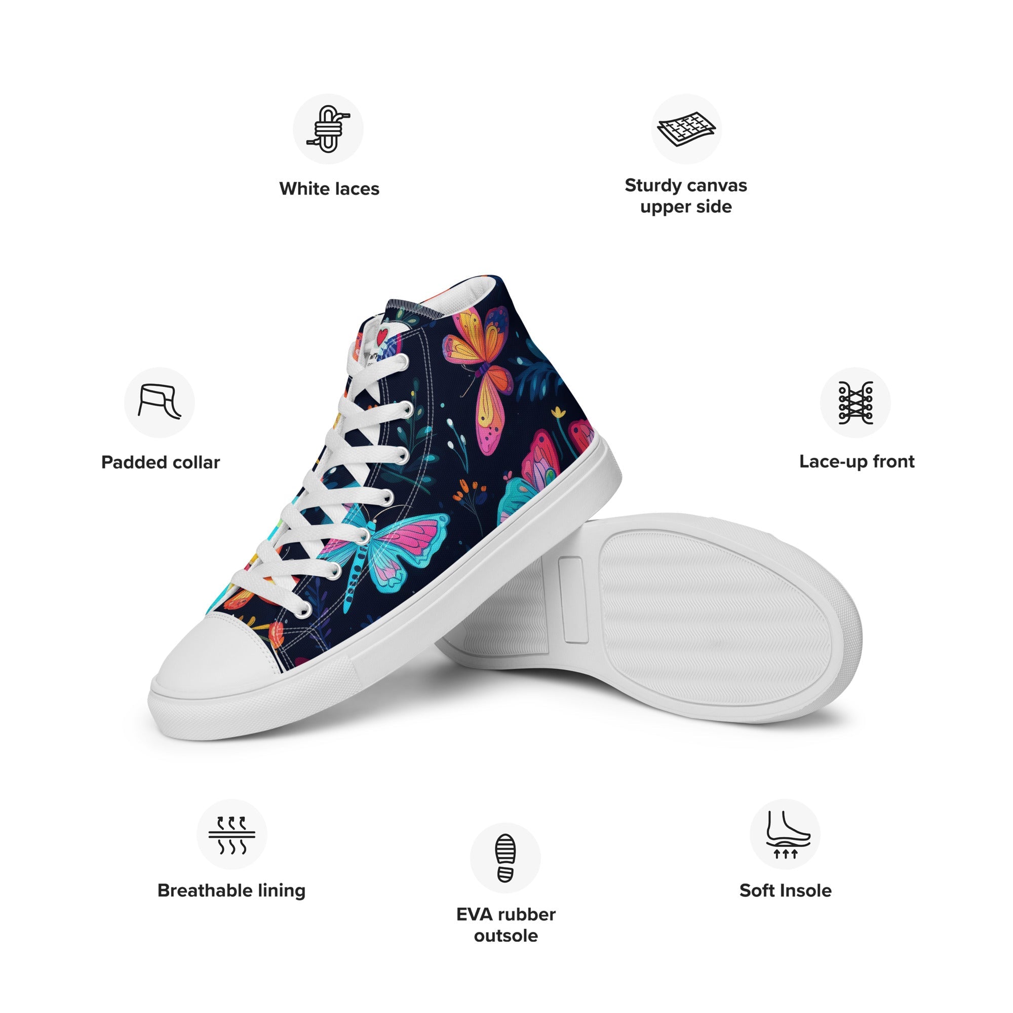 Butterfly Lover's Stylish Yet Durable Women's High Top Sneakers