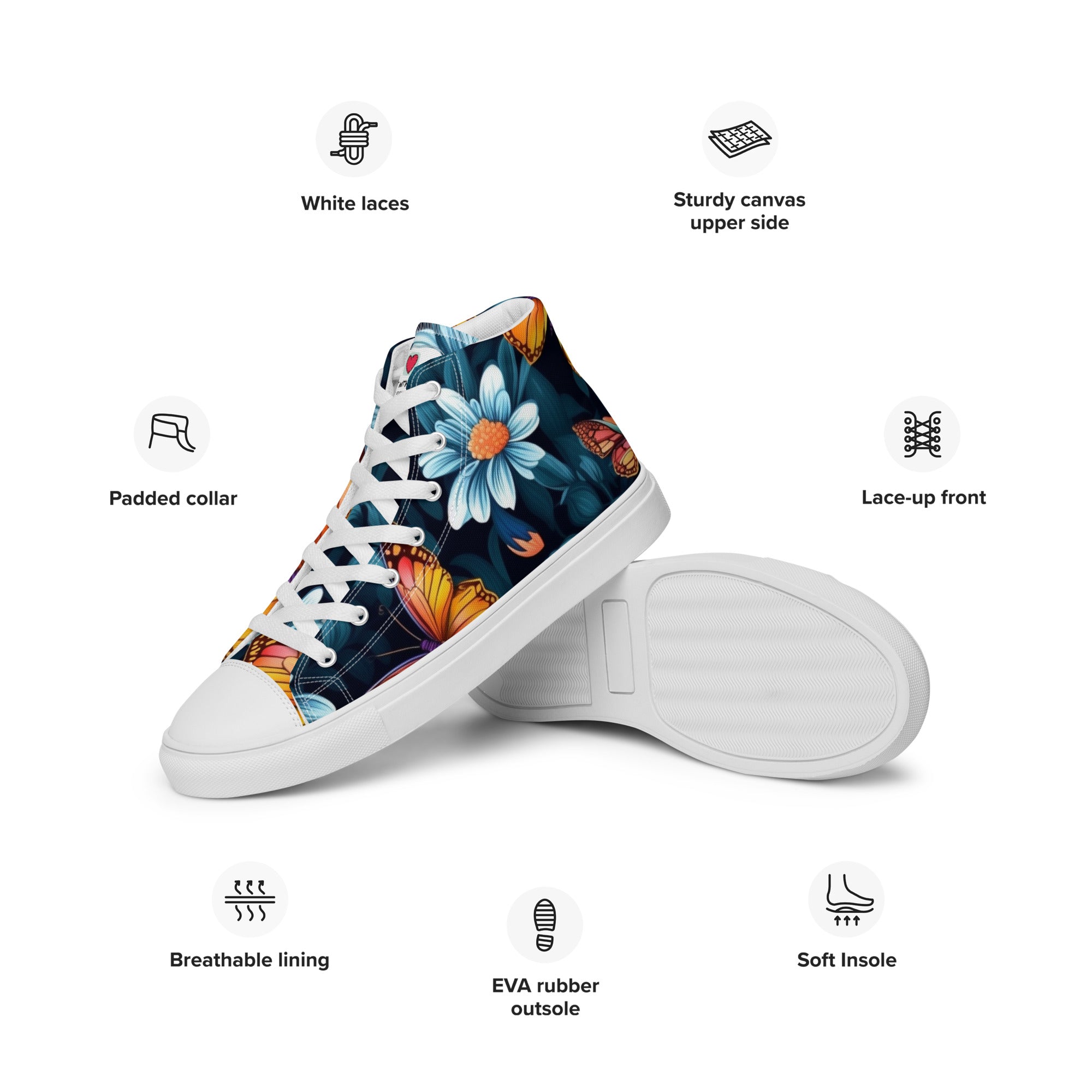 Butterfly Lover's Stylish Yet Durable Women's High Top Sneakers