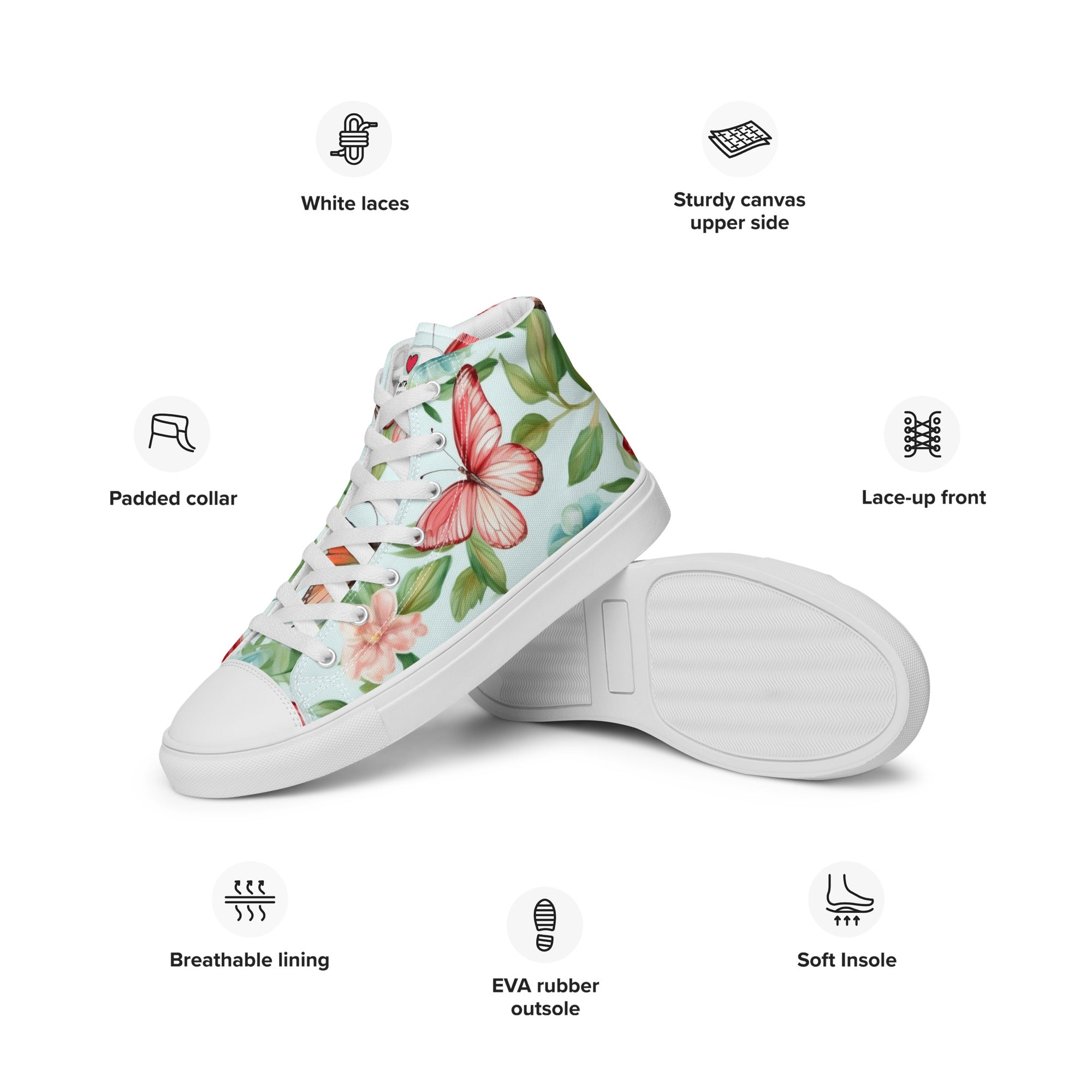 Butterfly Lover's Stylish Yet Durable Women's High Top Sneakers