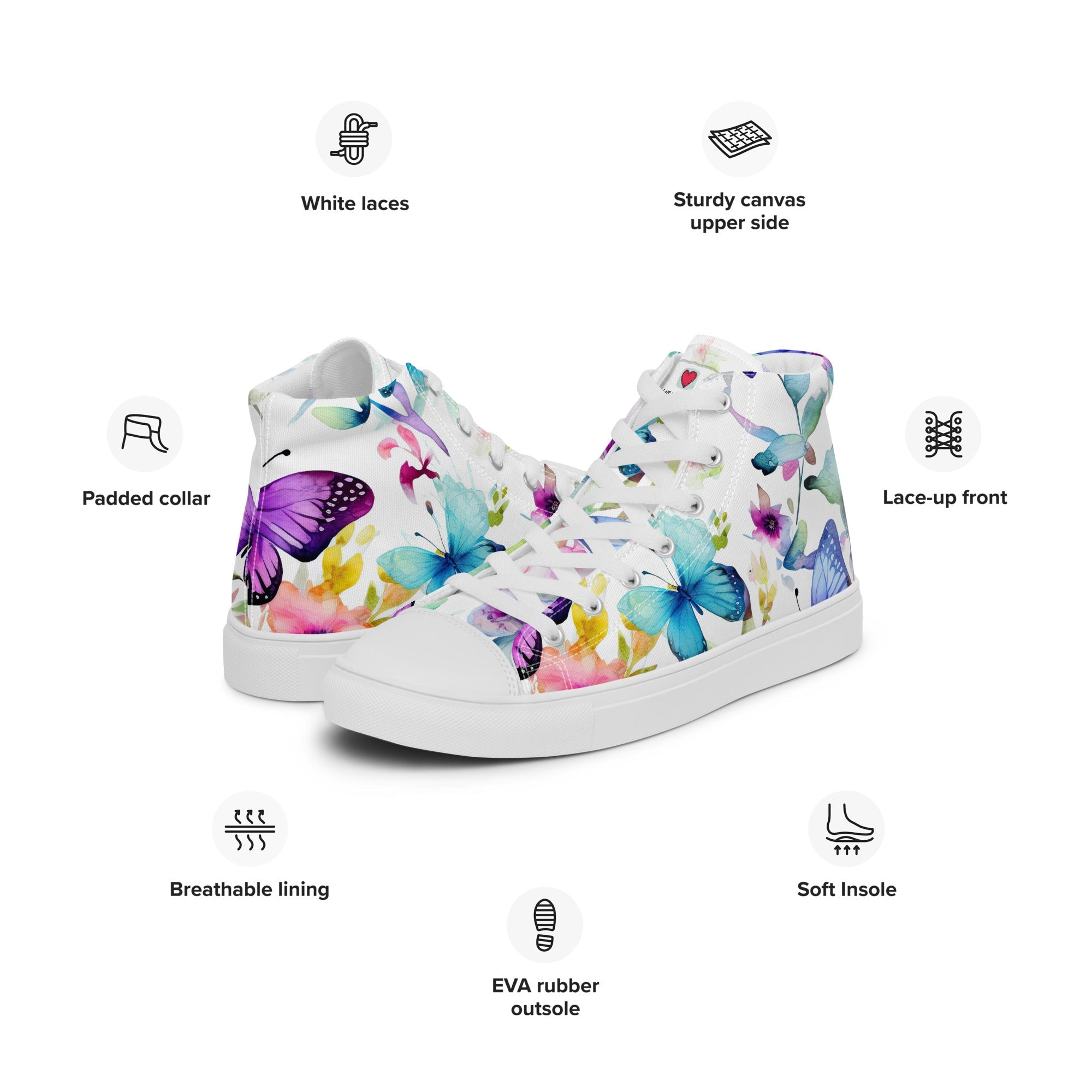 Butterfly Lover's Stylish Yet Durable Women's High Top Sneakers