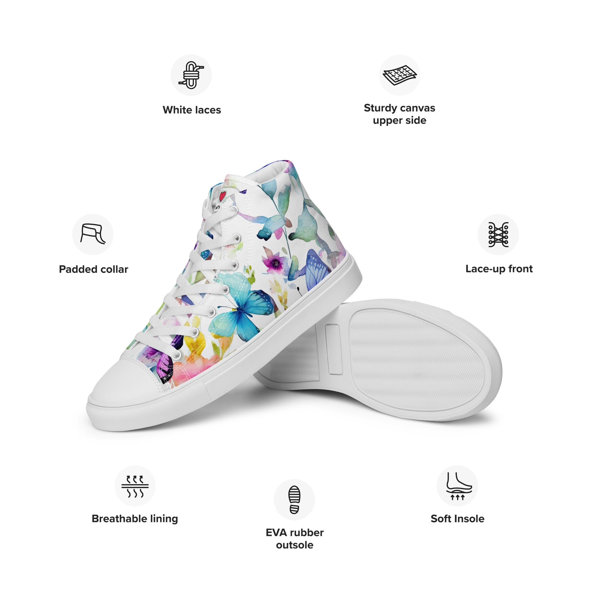 Butterfly Lover's Stylish Yet Durable Women's High Top Sneakers