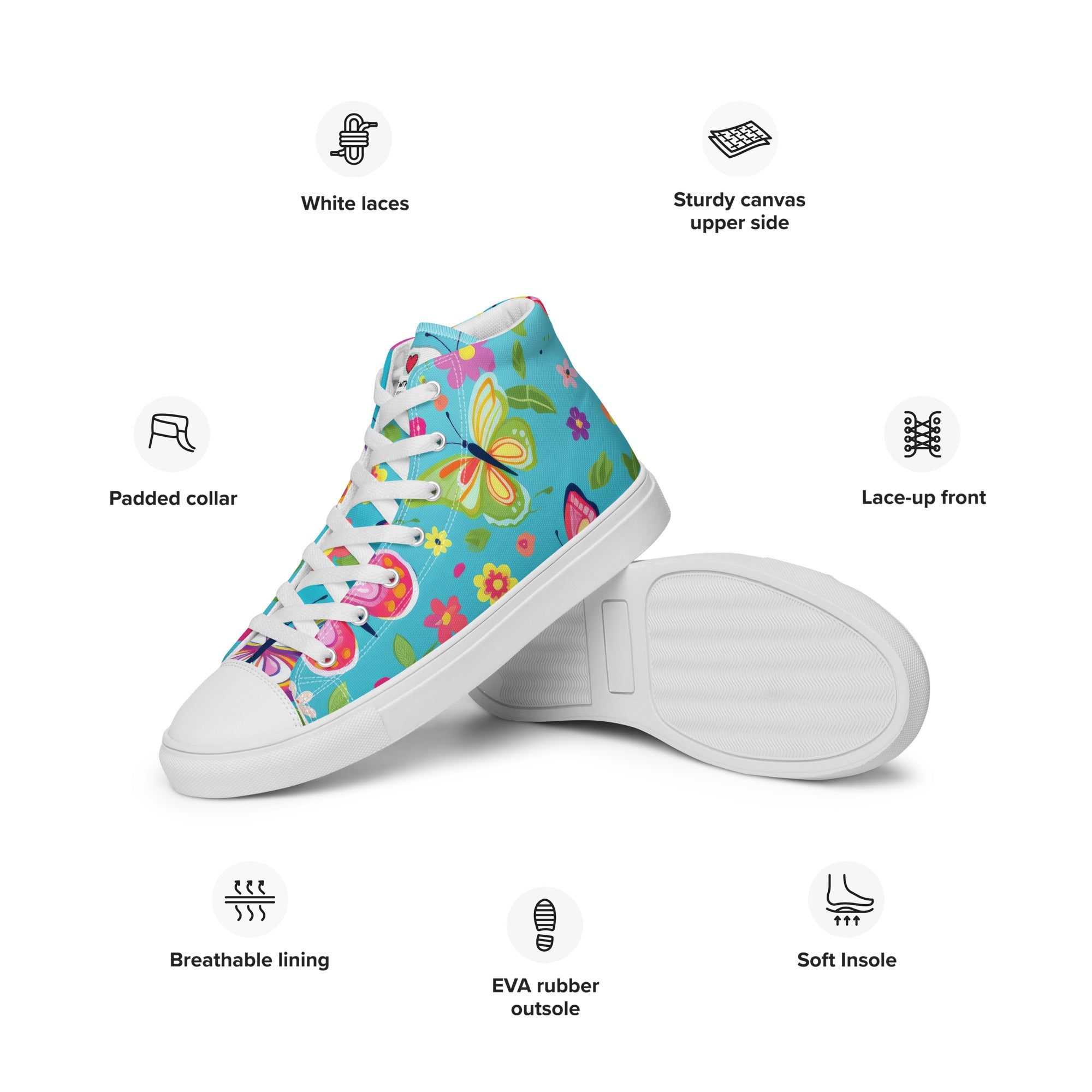 Butterfly Lover's Stylish Yet Durable Women's High Top Sneakers