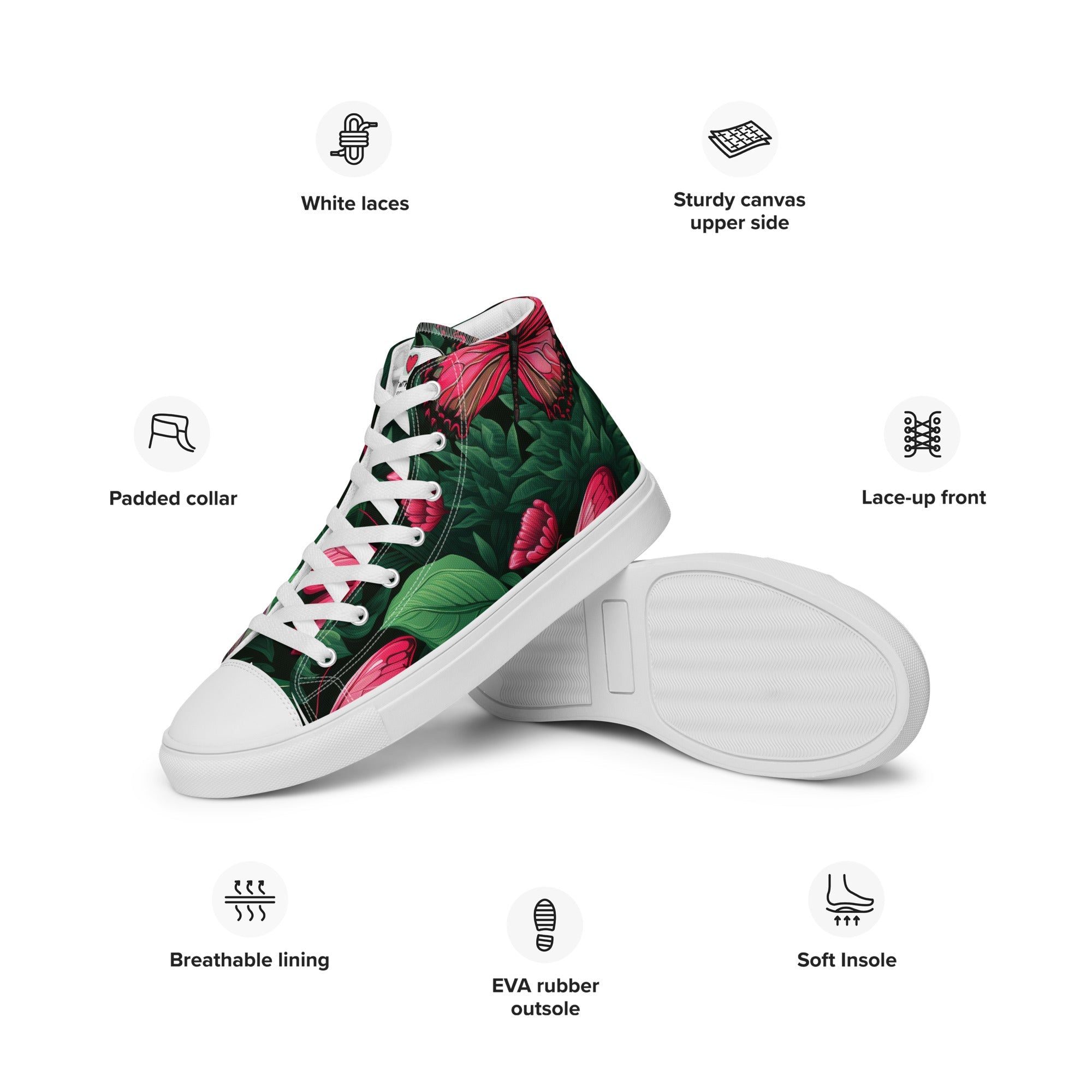 Butterfly Lover's Stylish Yet Durable Women's High Top Sneakers