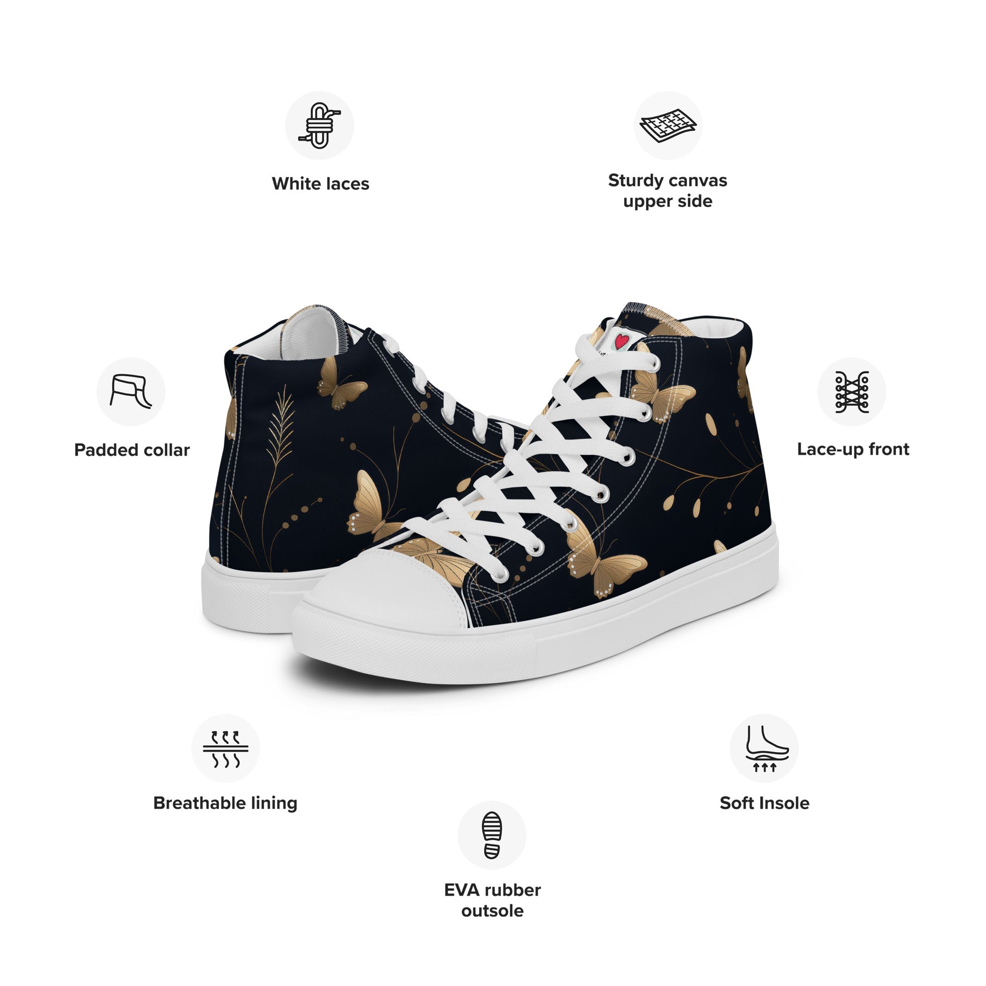 Butterfly Lover's Stylish Yet Durable Women's High Top Sneakers