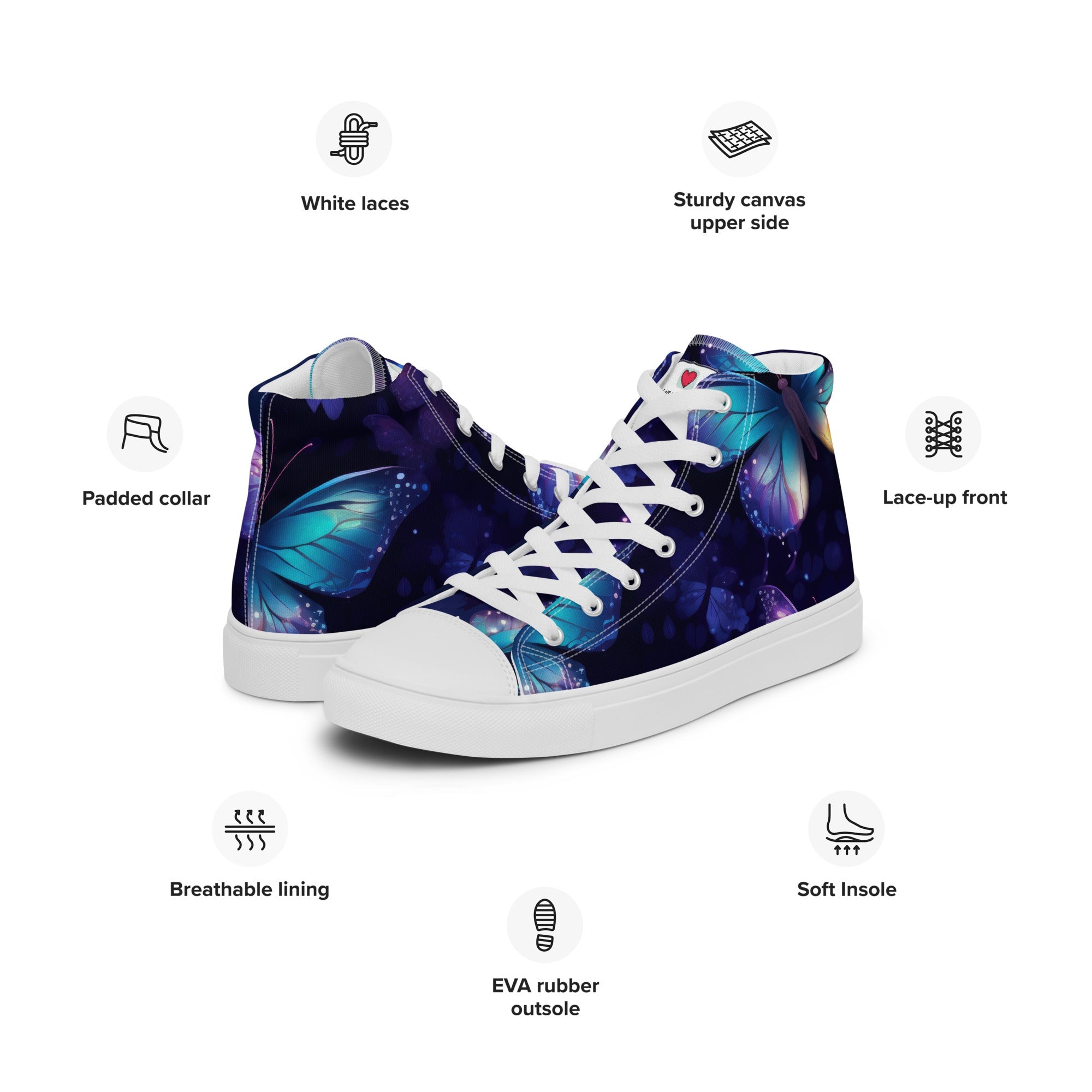 Butterfly Lover's Stylish Yet Durable Women's High Top Sneakers