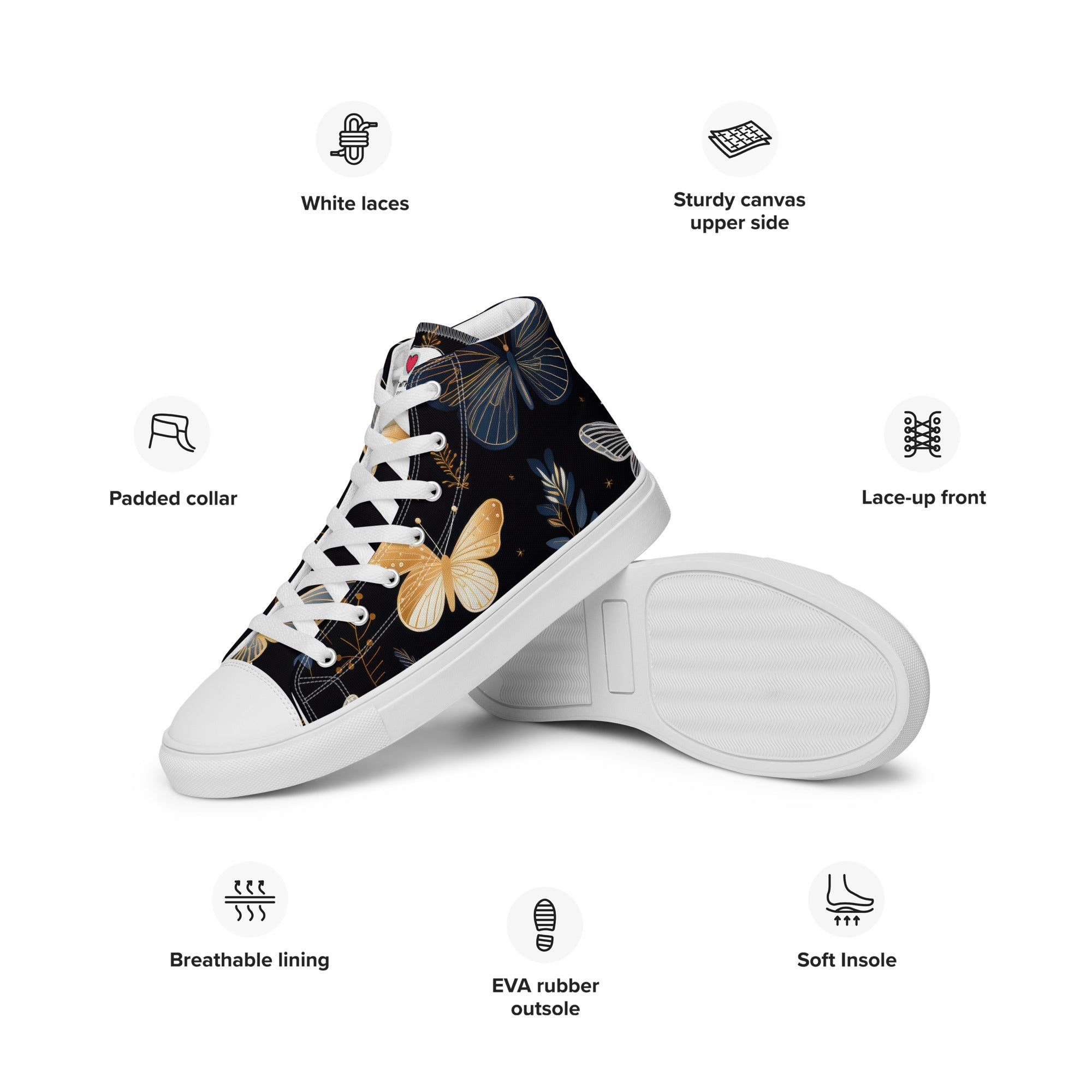 Butterfly Lover's Stylish Yet Durable Women's High Top Sneakers