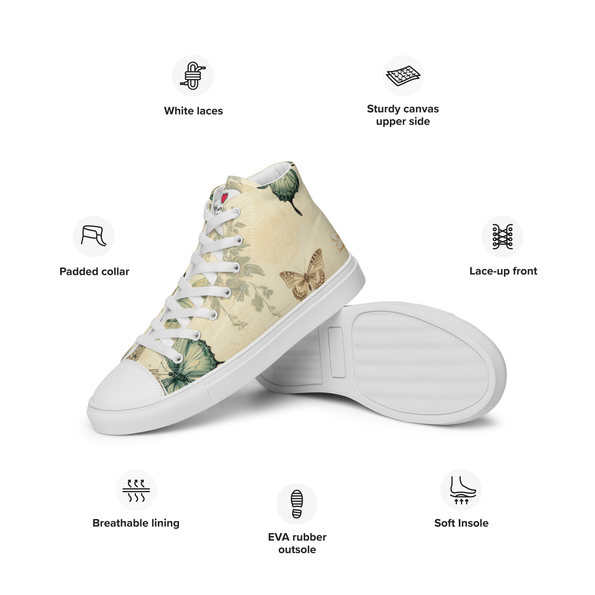 Butterfly Lover's Stylish Yet Durable Women's High Top Sneakers