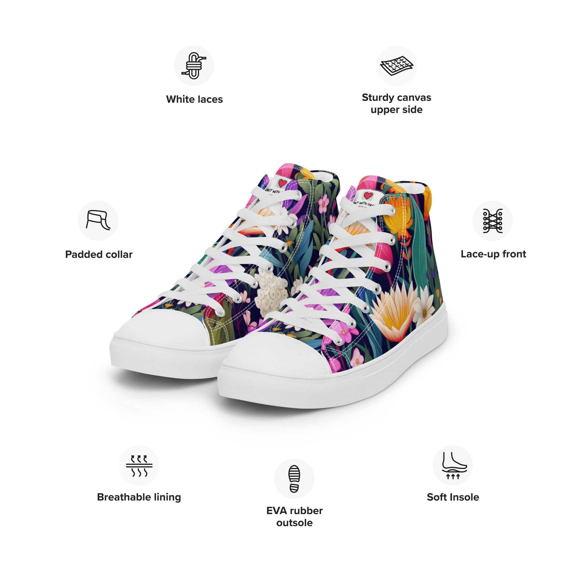 Floral Lover's Women's Botanical Style High Top Sneakers
