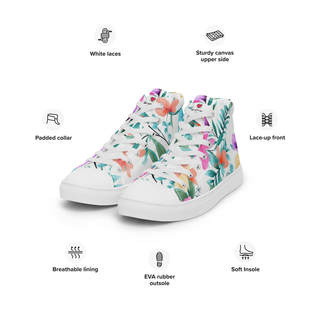Floral Lover's Women's Botanical Style High Top Sneakers