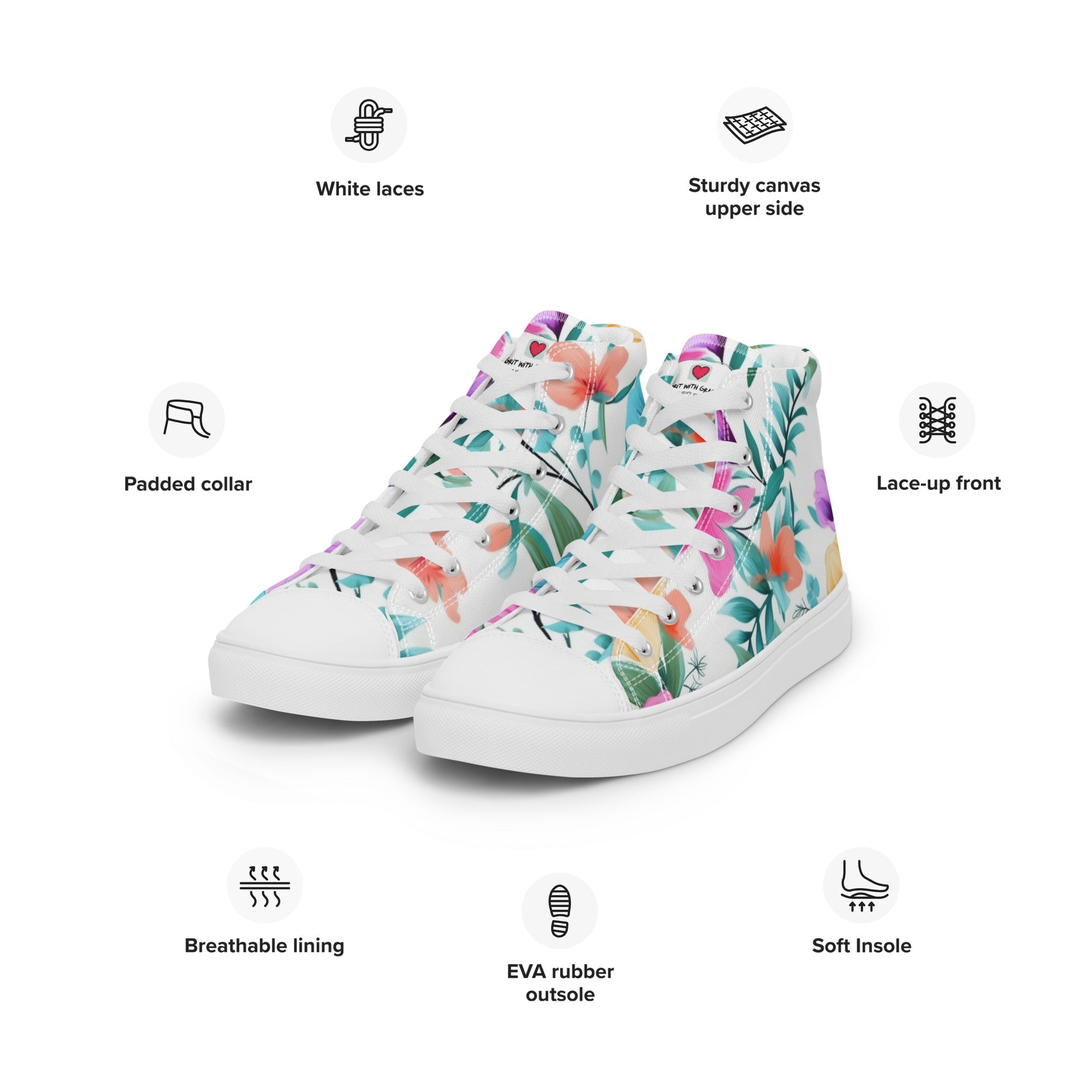 Floral Lover's Women's Botanical Style High Top Sneakers