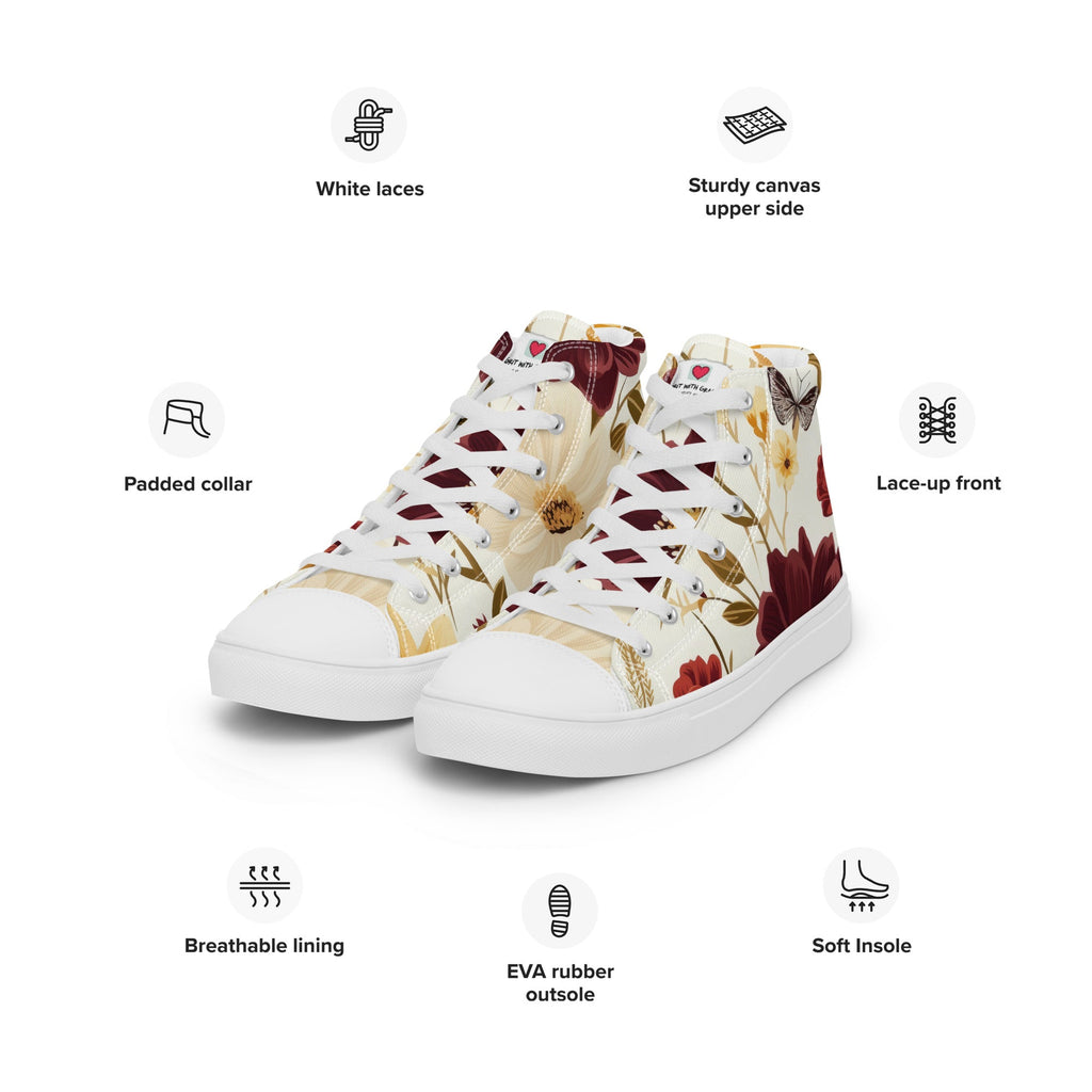 Floral Lover's Women's Botanical Style High Top Sneakers