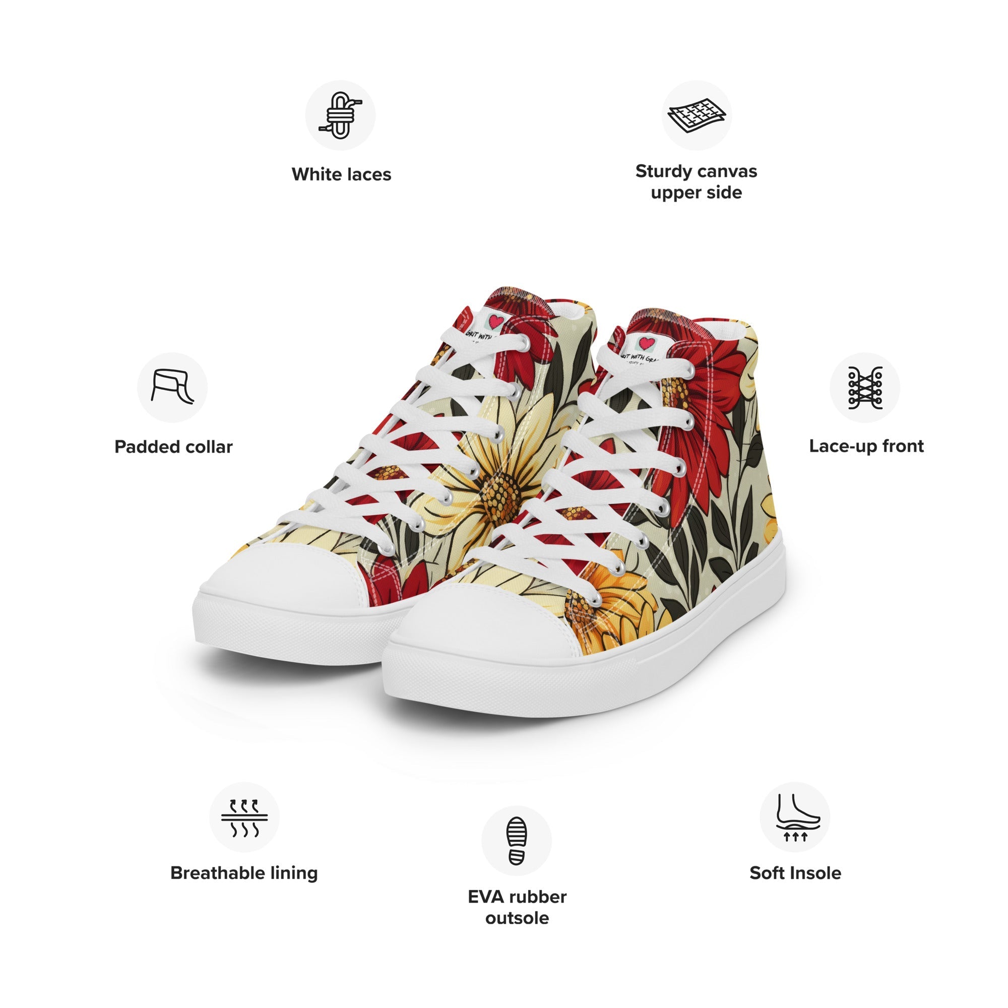Floral Lover's Women's Botanical Style High Top Sneakers
