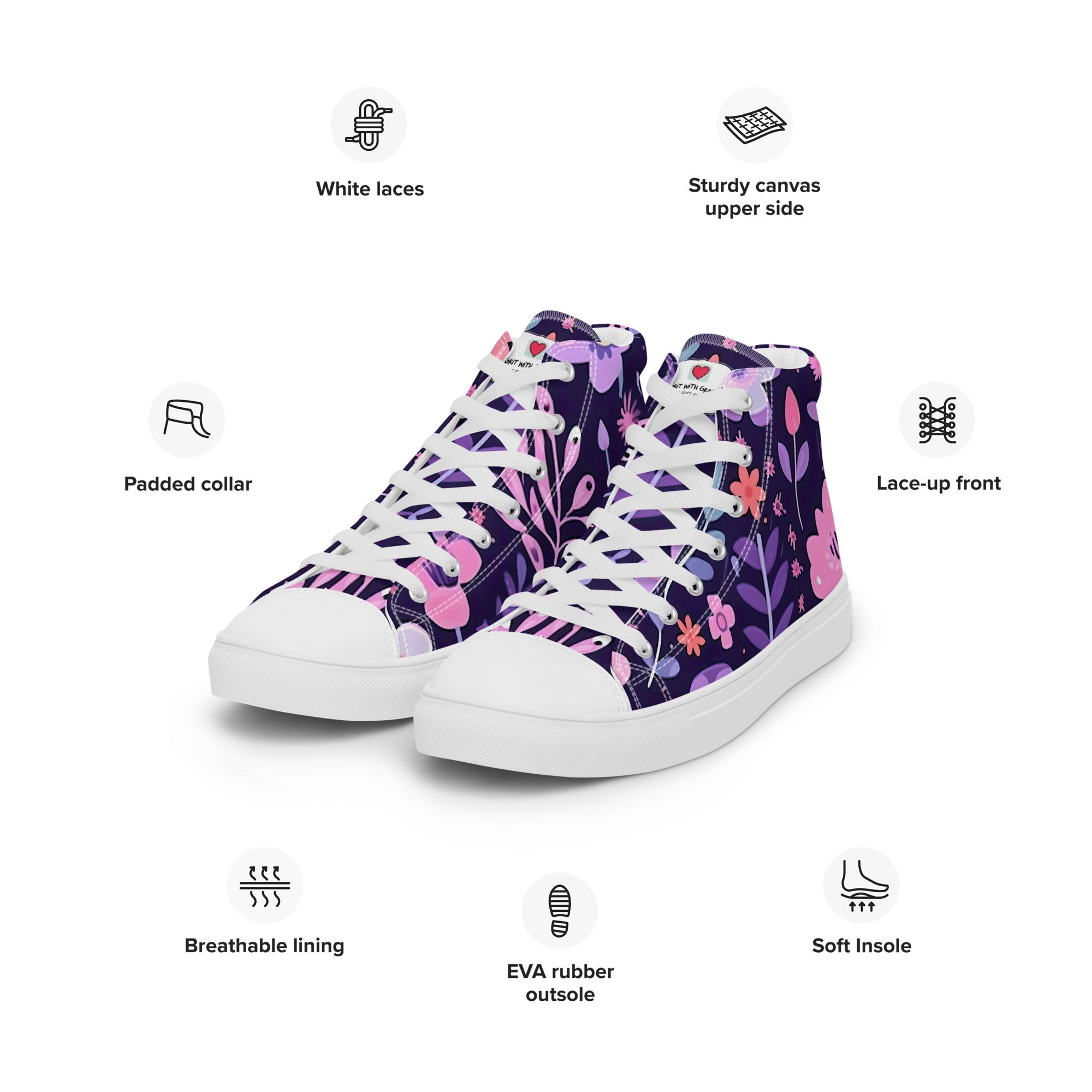 Floral Lover's Women's Botanical Style High Top Sneakers