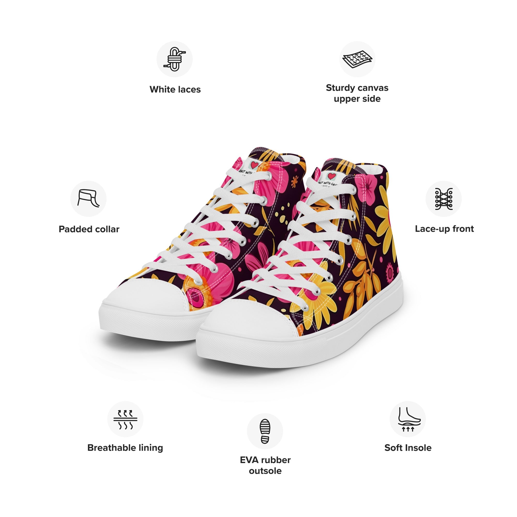 Floral Lover's Women's Botanical Style High Top Sneakers