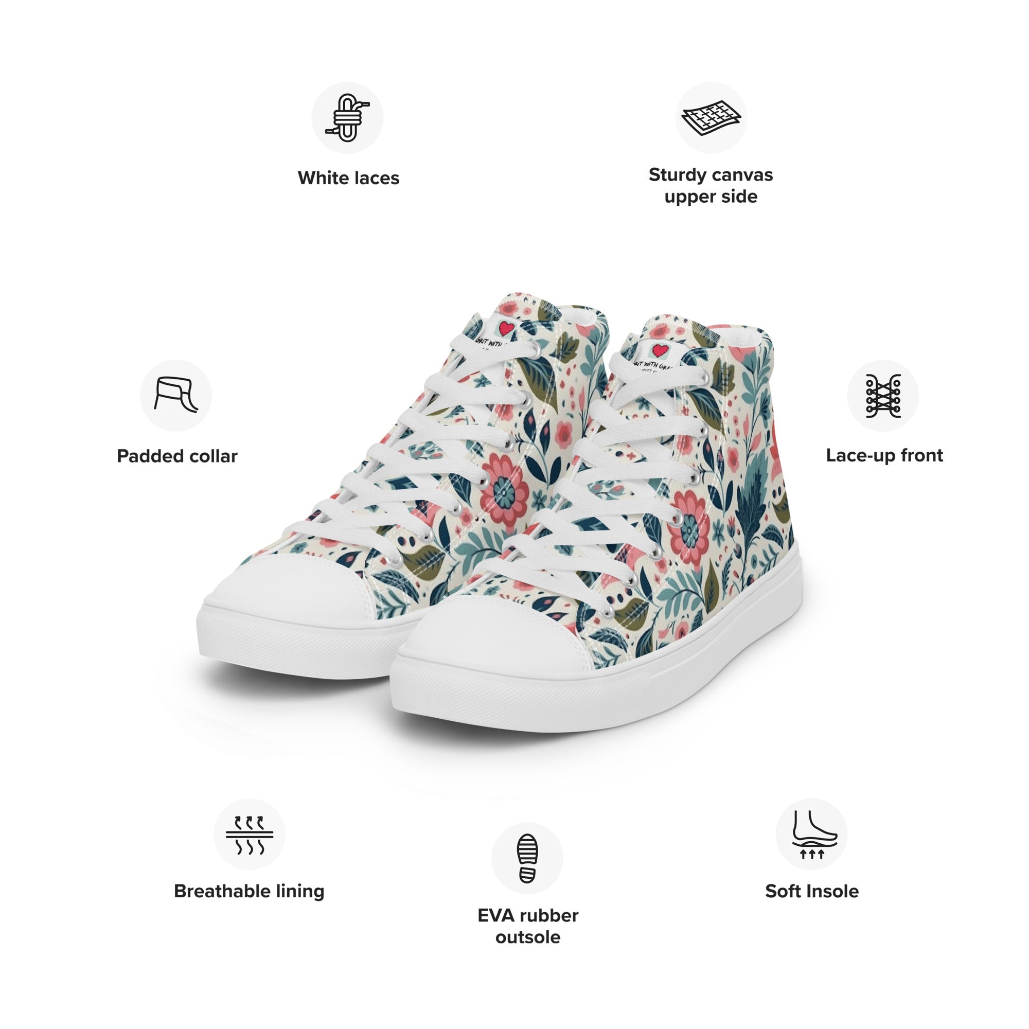 Floral Lover's Women's Botanical Style High Top Sneakers