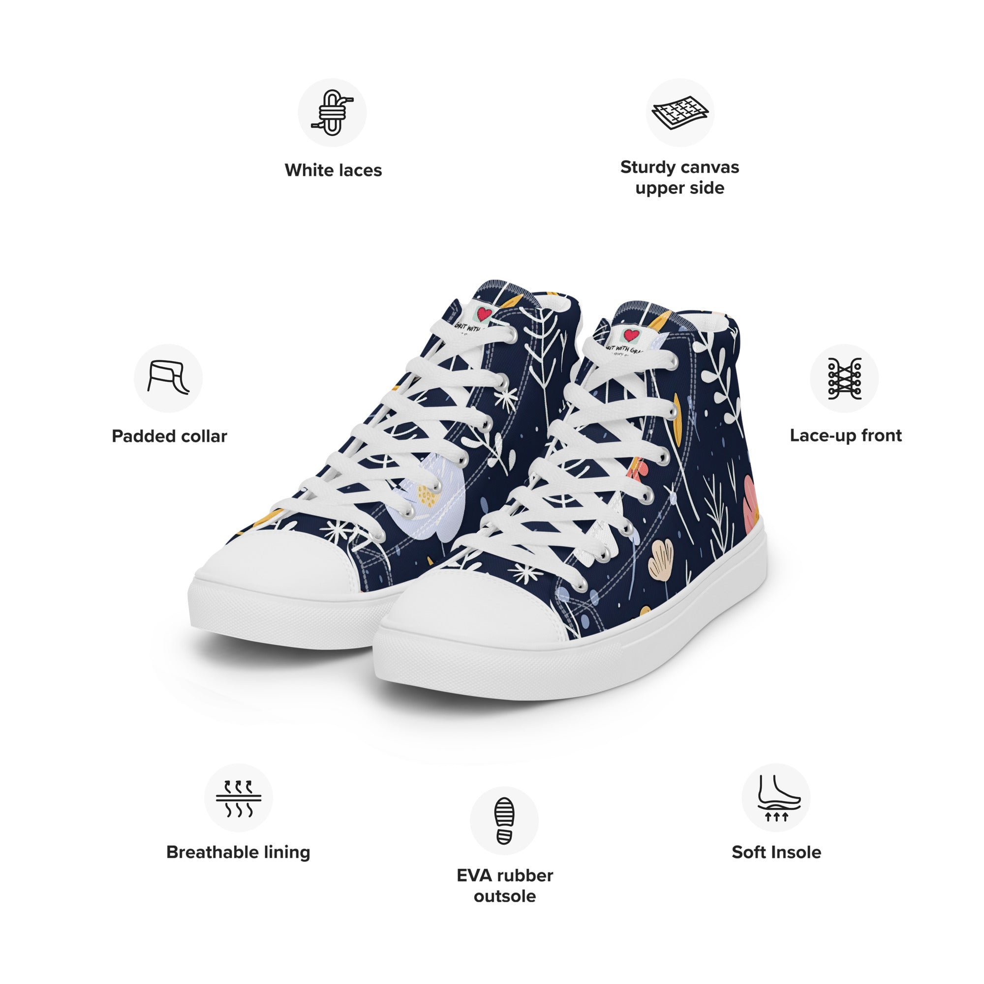 Floral Lover's Women's Botanical Style High Top Sneakers