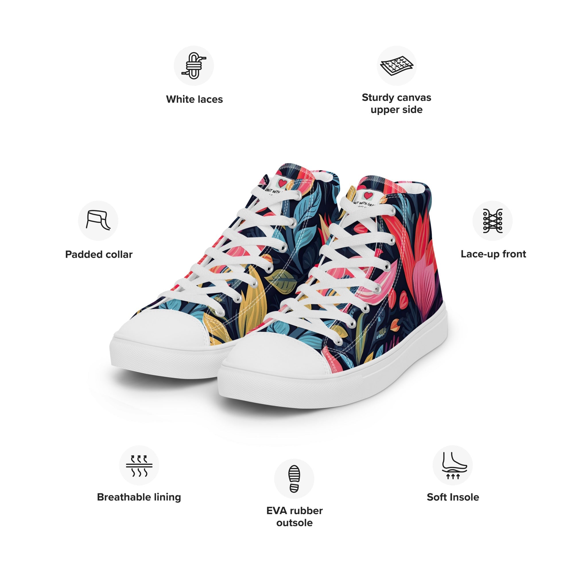 Floral Lover's Women's Botanical Style High Top Sneakers