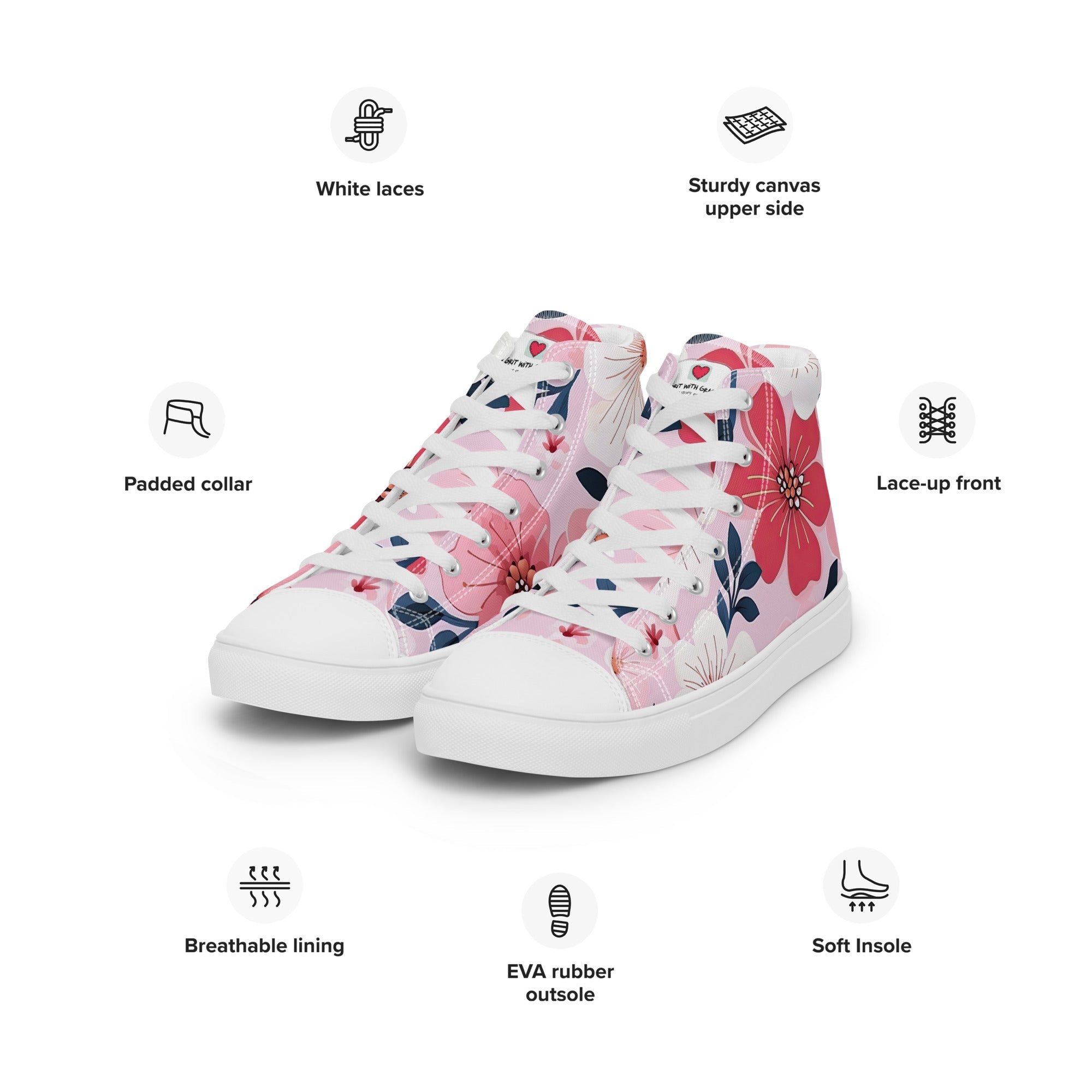 Floral Lover's Women's Botanical Style High Top Sneakers