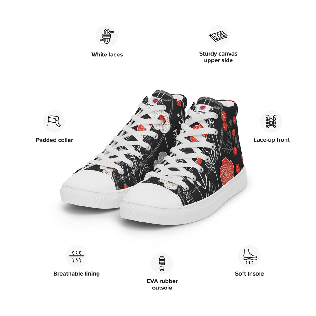Floral Lover's Women's Botanical Style High Top Sneakers