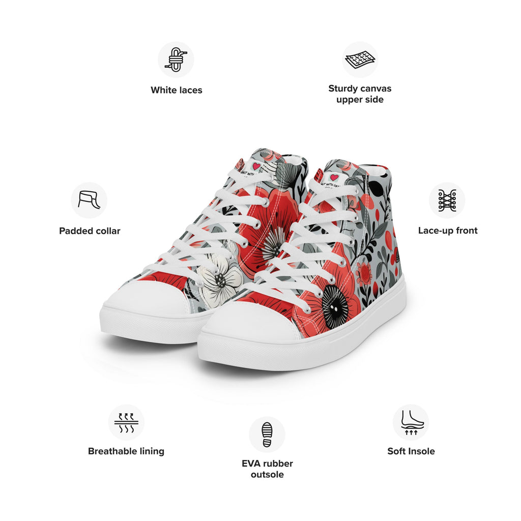 Floral Lover's Women's Botanical Style High Top Sneakers