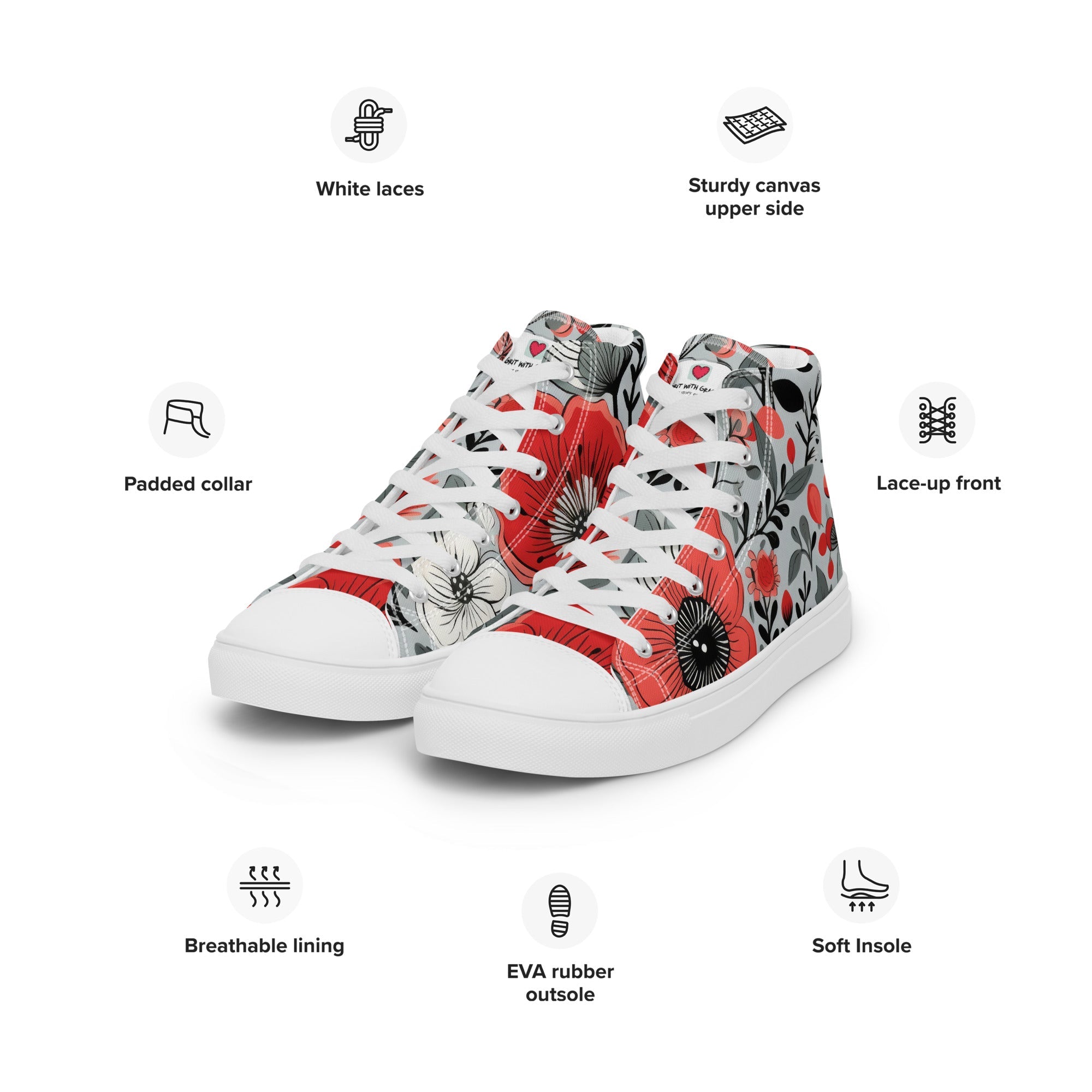 Floral Lover's Women's Botanical Style High Top Sneakers