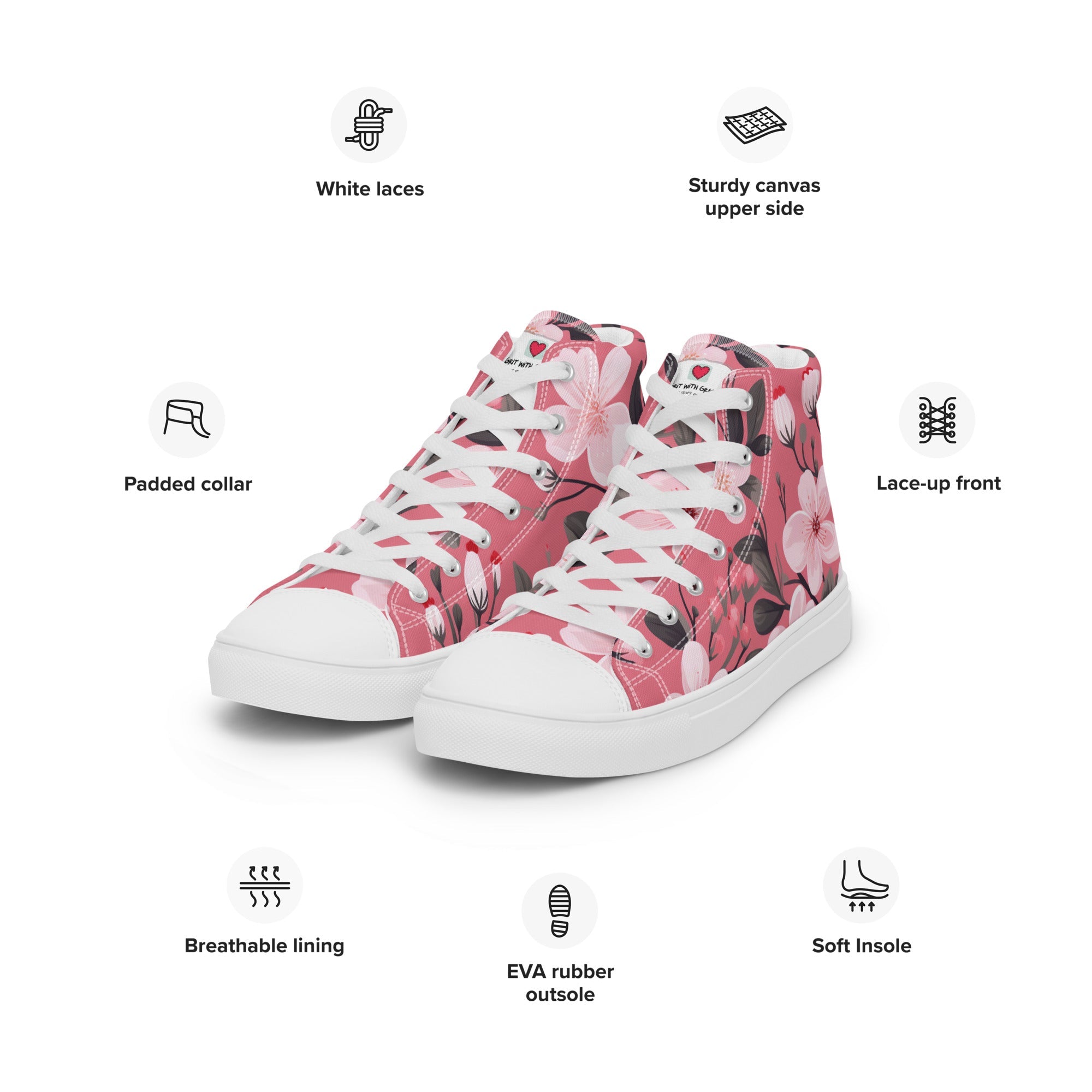 Floral Lover's Women's Botanical Style High Top Sneakers