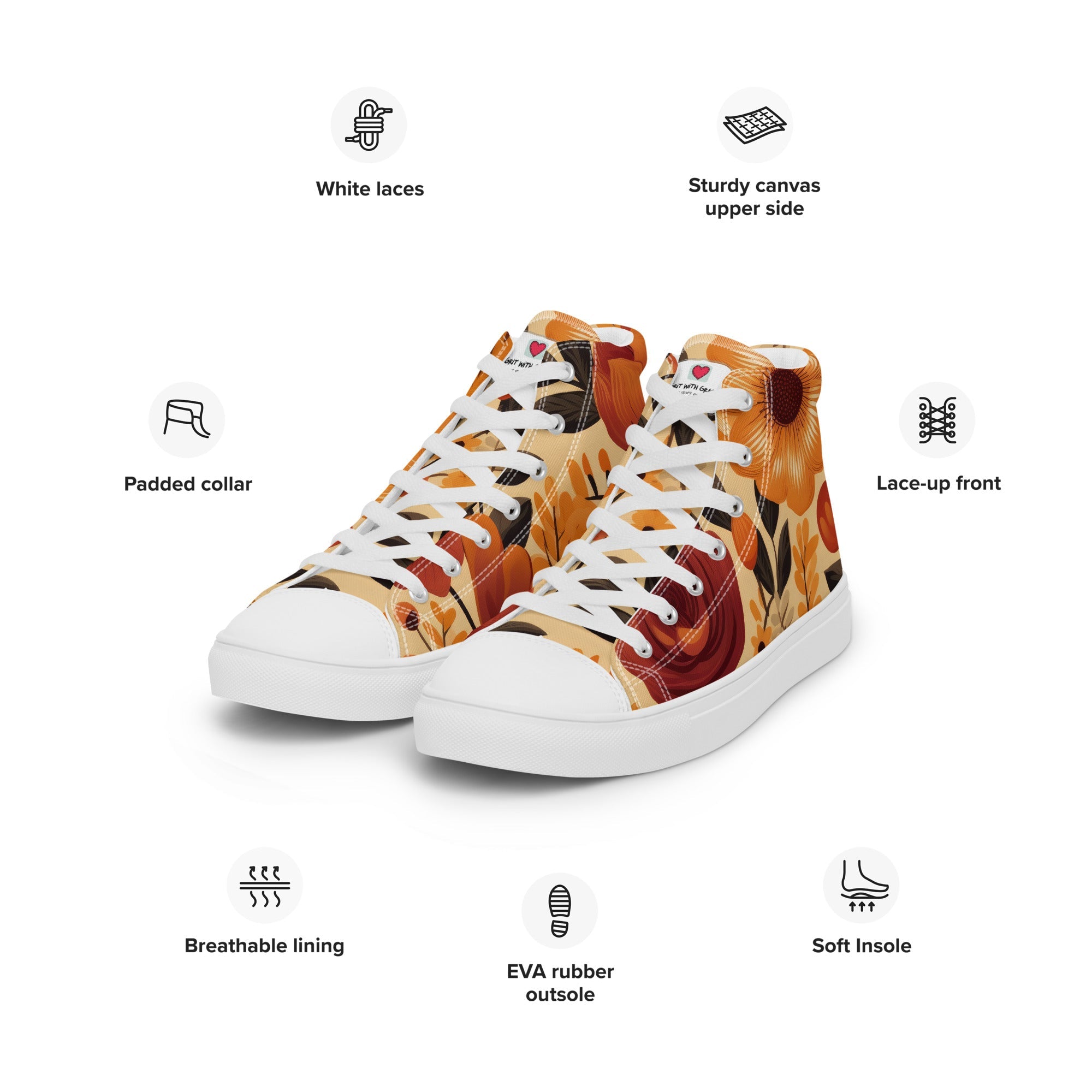 Floral Lover's Women's Botanical Style High Top Sneakers
