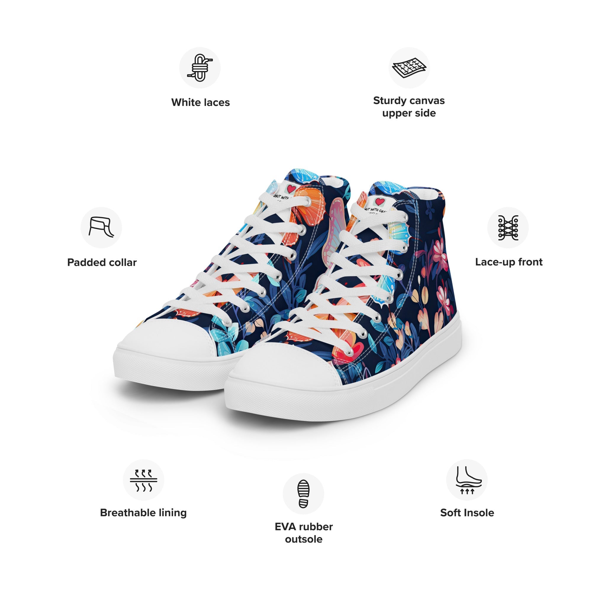 Butterfly Lover's Stylish Yet Durable Women's High Top Sneakers