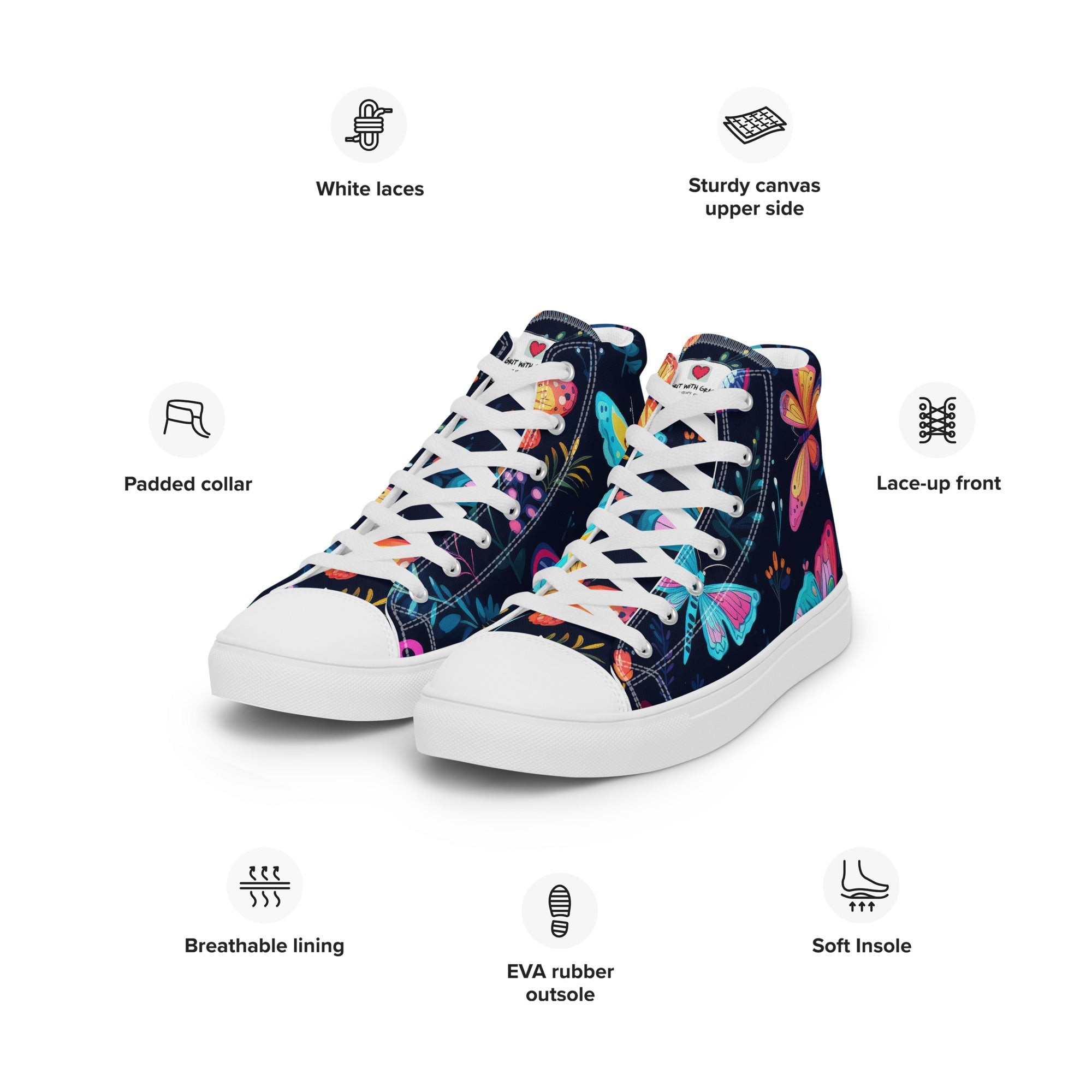 Butterfly Lover's Stylish Yet Durable Women's High Top Sneakers