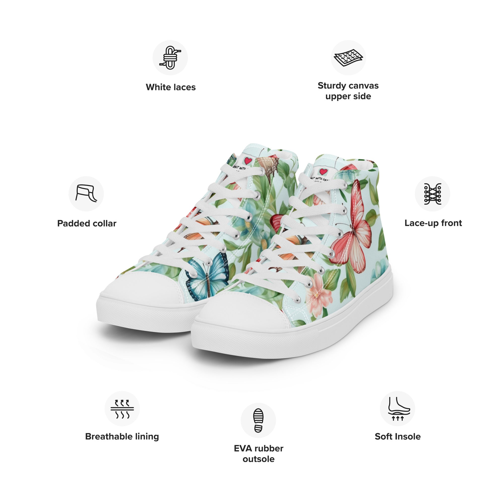 Butterfly Lover's Stylish Yet Durable Women's High Top Sneakers