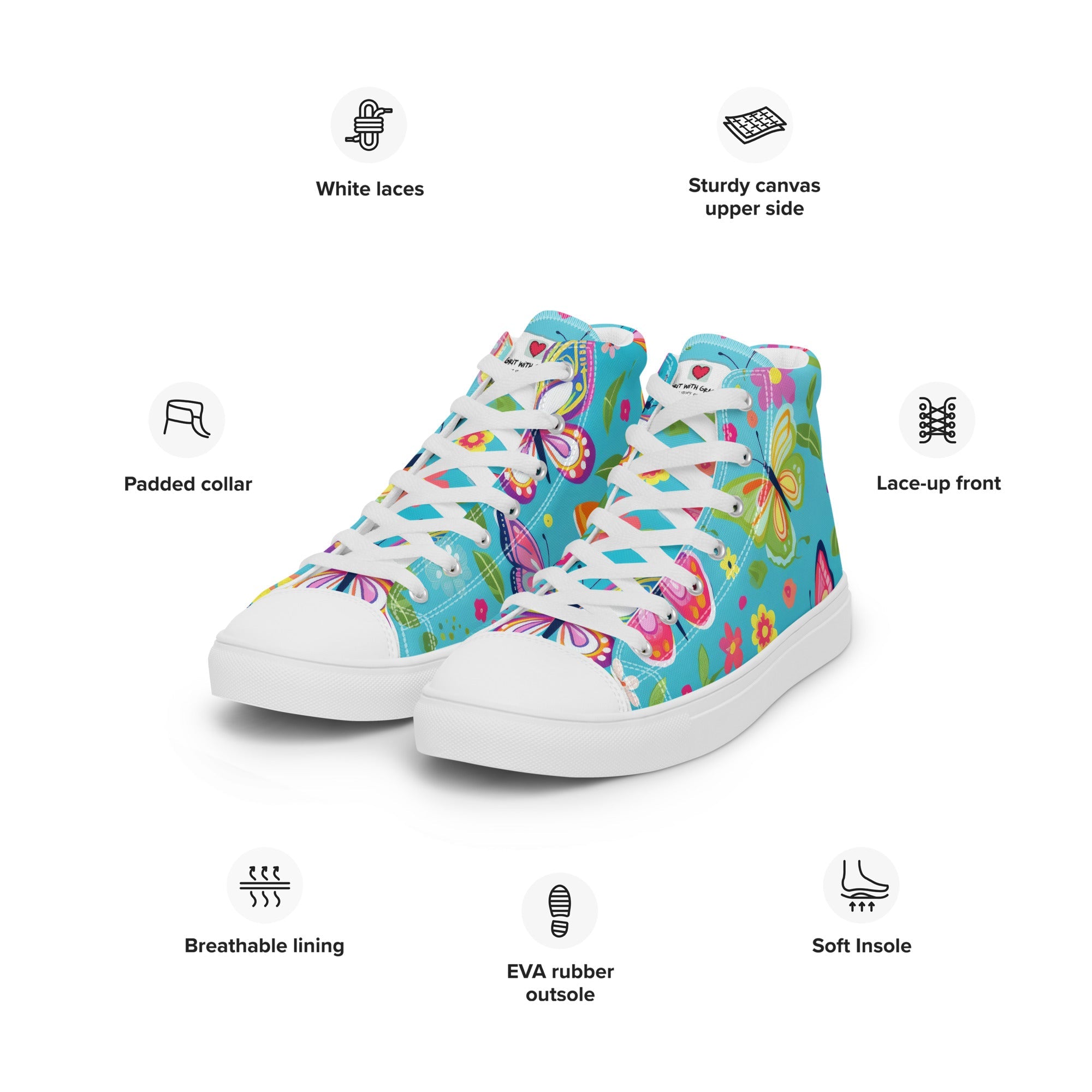 Butterfly Lover's Stylish Yet Durable Women's High Top Sneakers