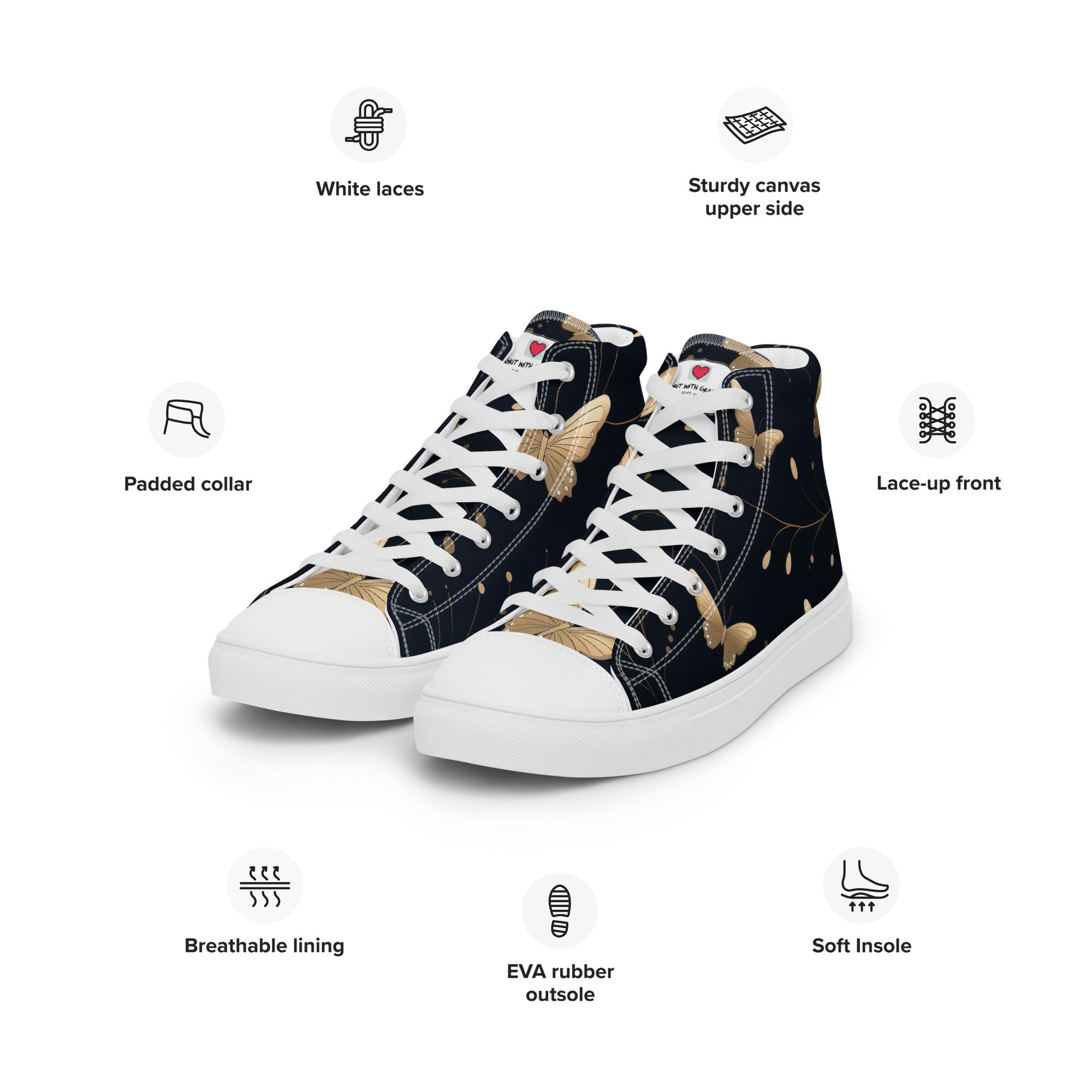 Butterfly Lover's Stylish Yet Durable Women's High Top Sneakers
