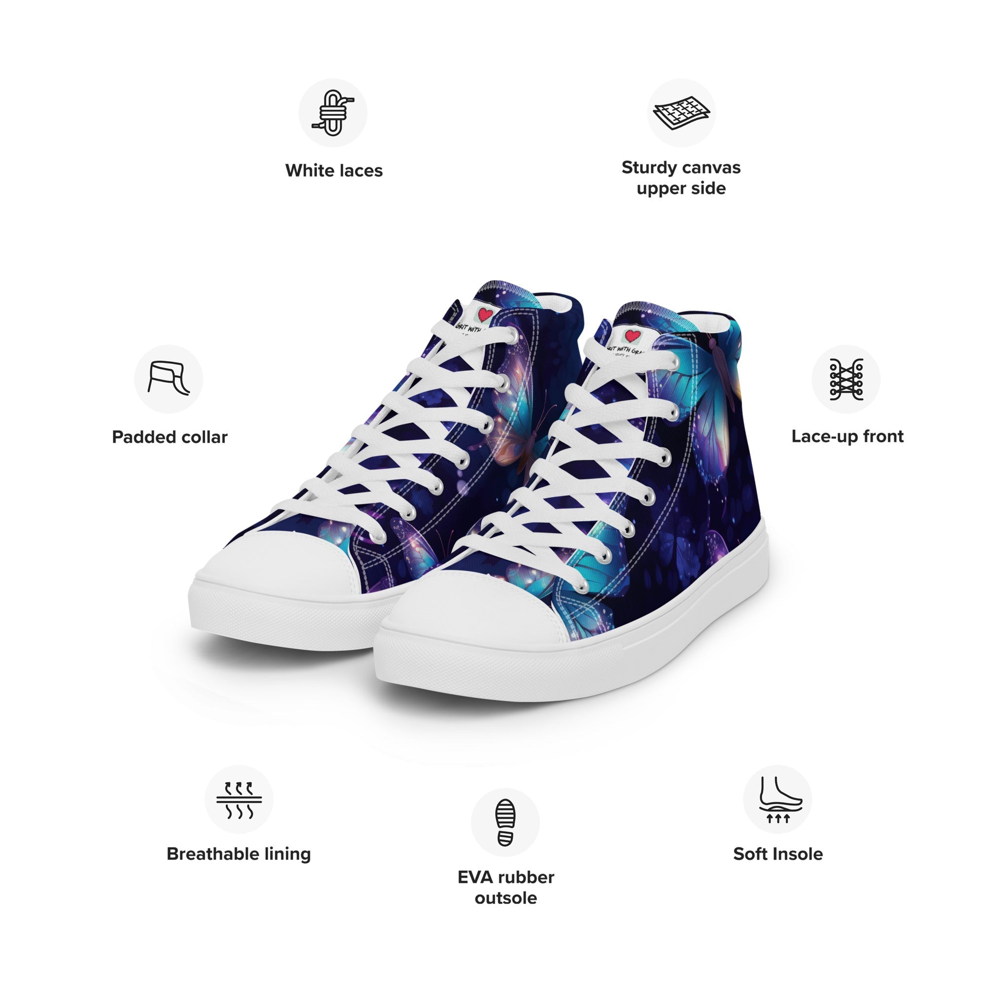 Butterfly Lover's Stylish Yet Durable Women's High Top Sneakers