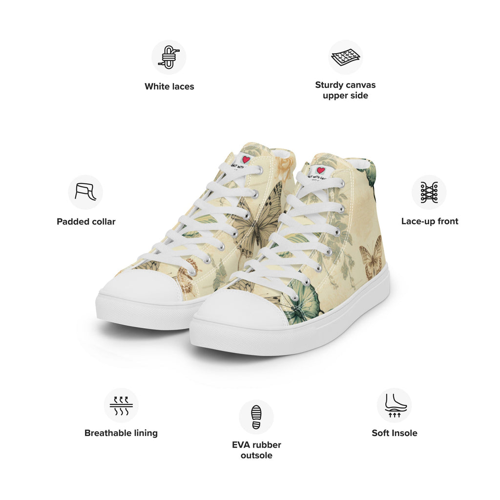 Butterfly Lover's Stylish Yet Durable Women's High Top Sneakers